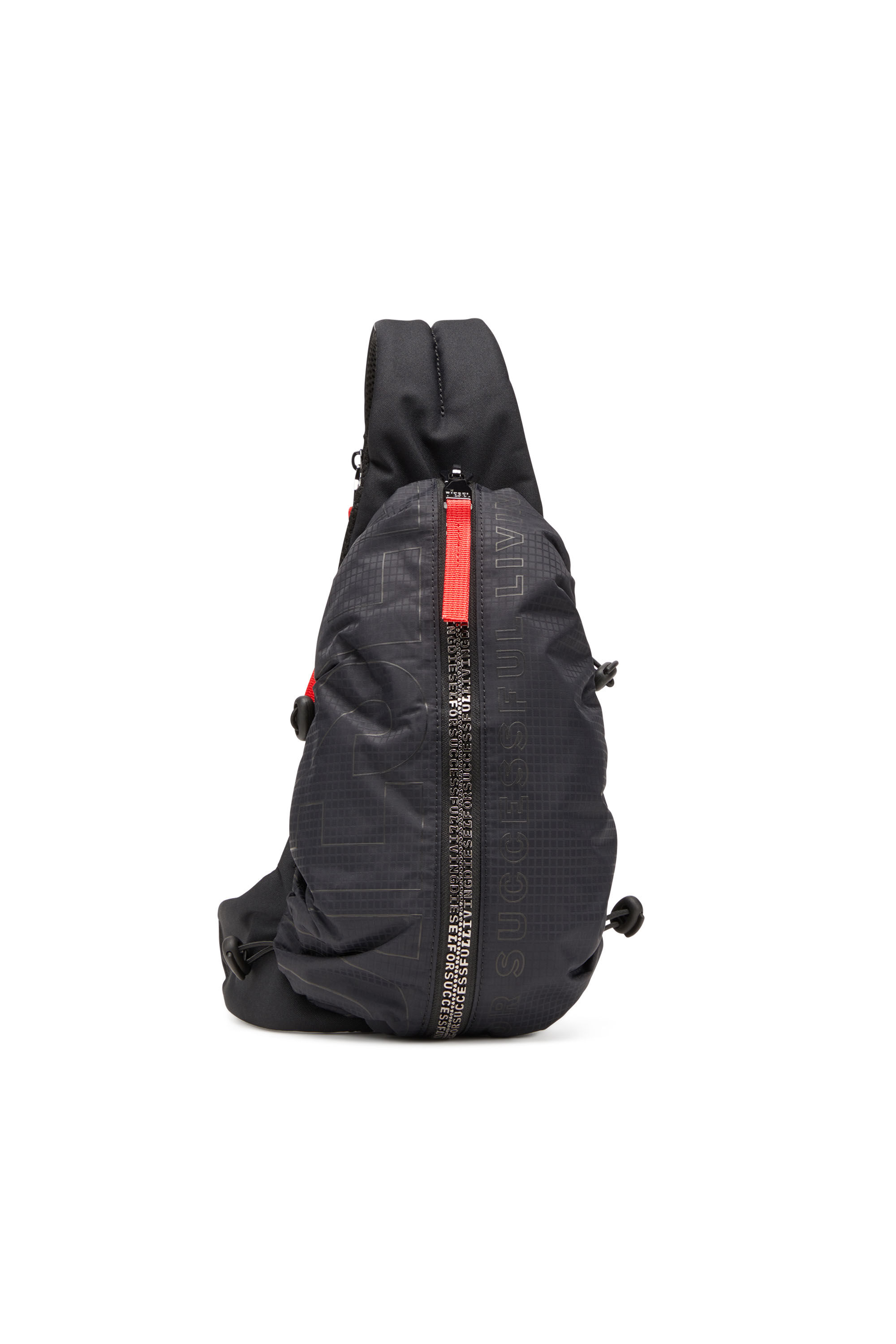 Men s Zip D Sling bag in check jacquard shell Black Diesel