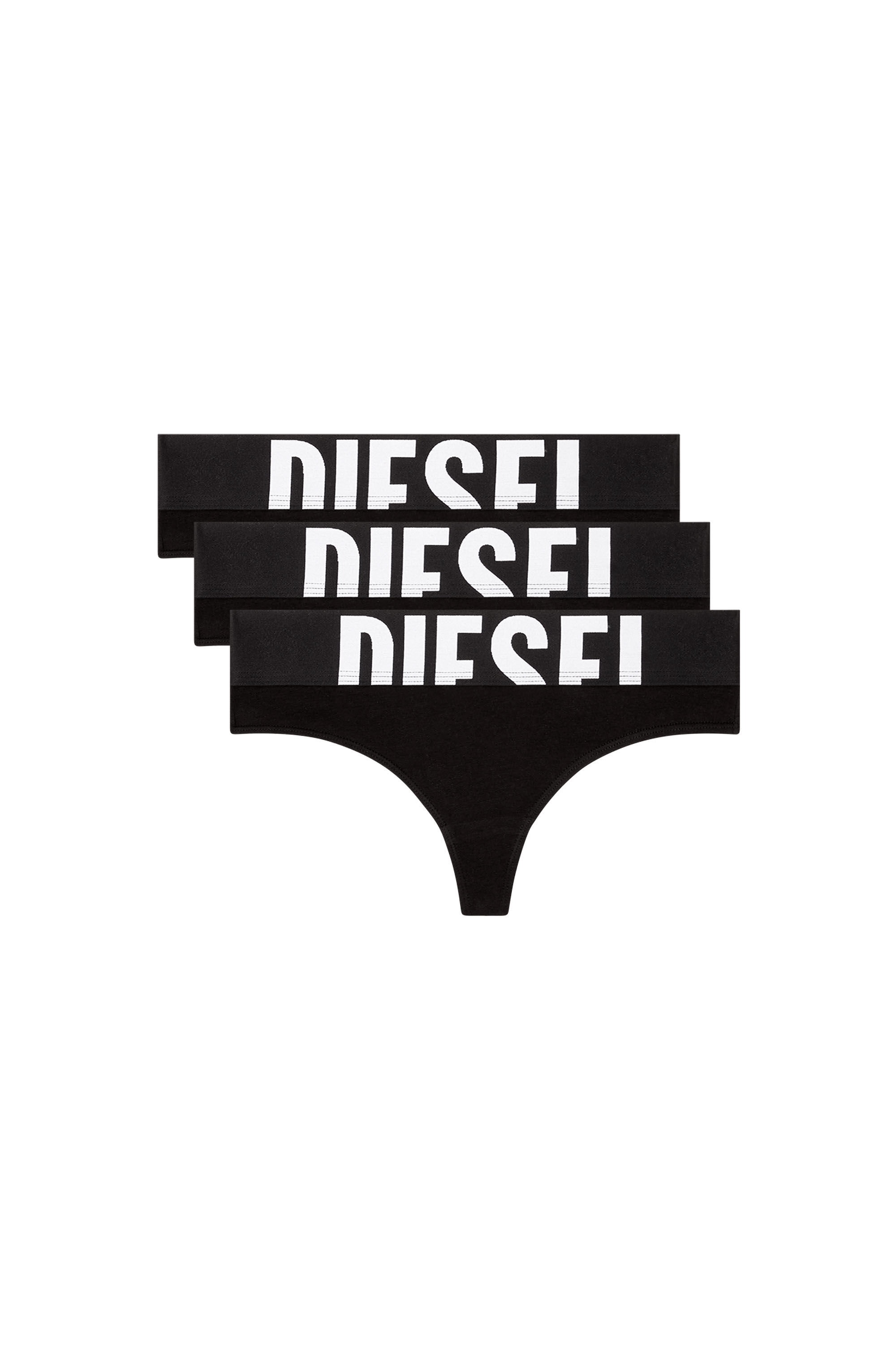 Diesel - UFST-STARS-THREEPACK, Female's Three-pack thongs with cut-off logo in Black - 4
