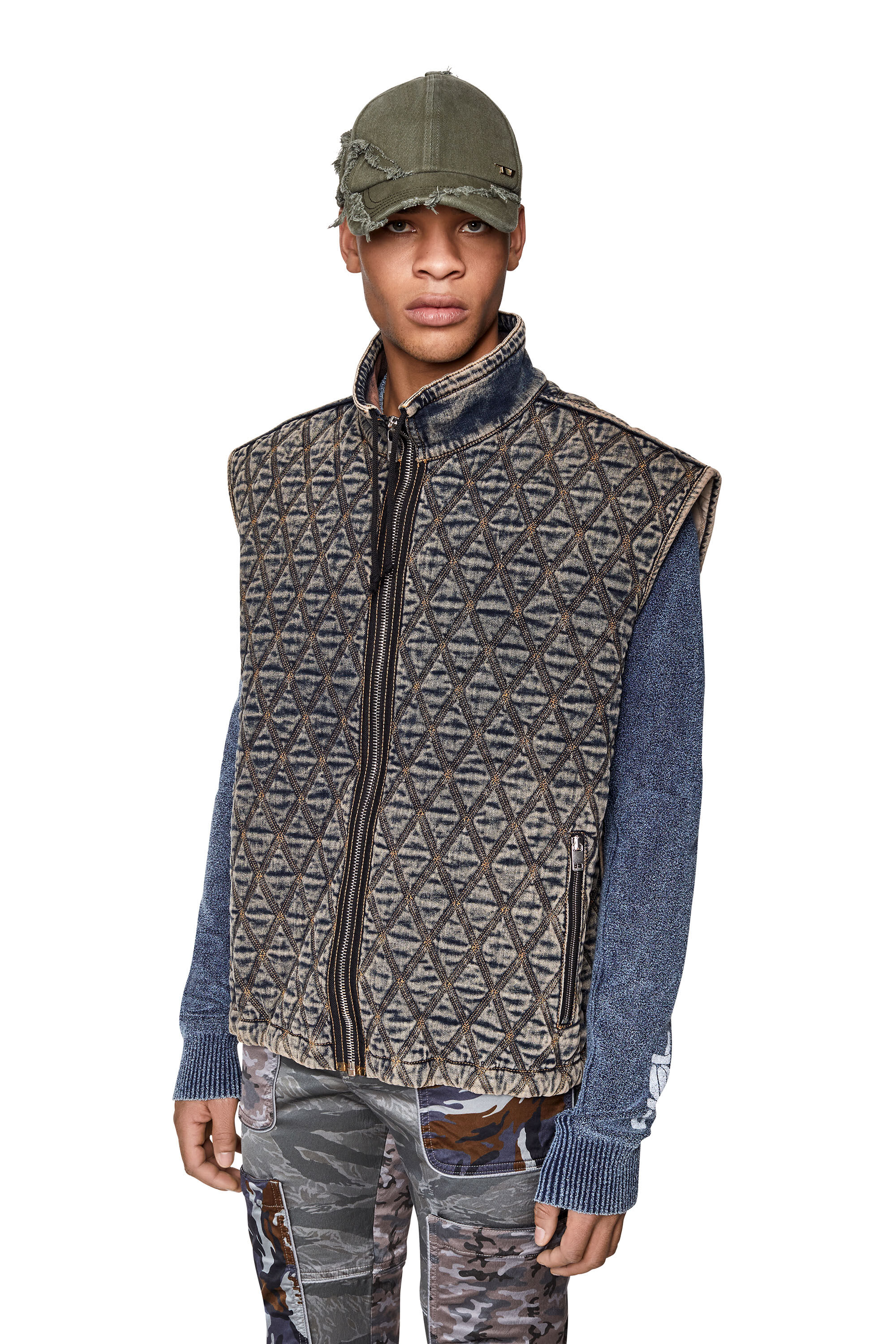 D KUR FS Man Fashion Show padded denim vest Diesel