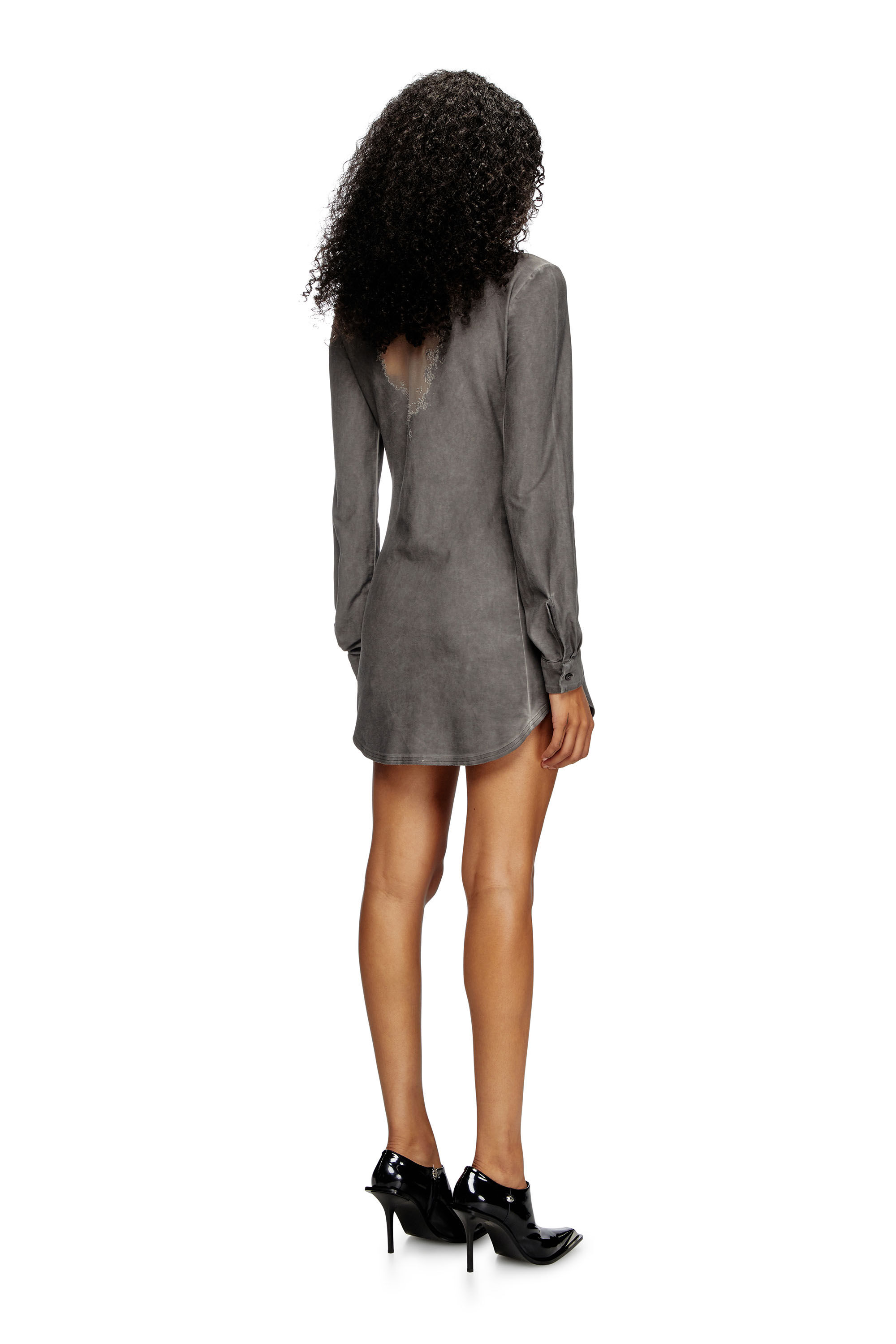 Diesel - D-GISELD-P1, Female's Shirt dress with devoré sweat stains in Grey - 3