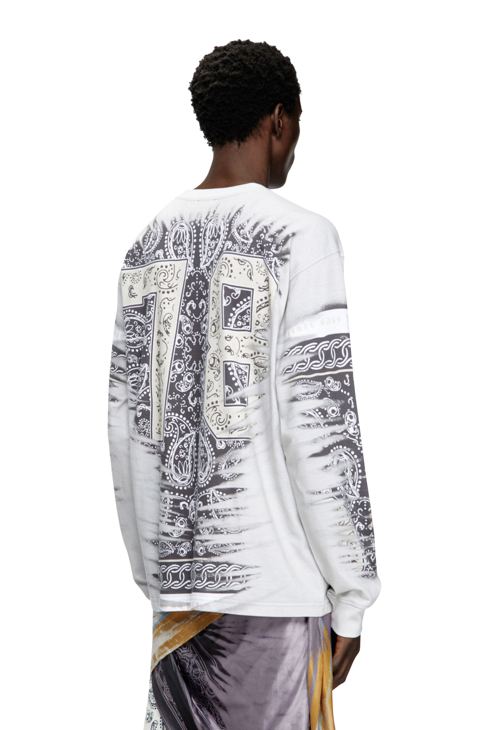 Diesel - T-NORM-LS-R1, Male's Long-sleeve T-shirt with 78 print in Black/White - 4