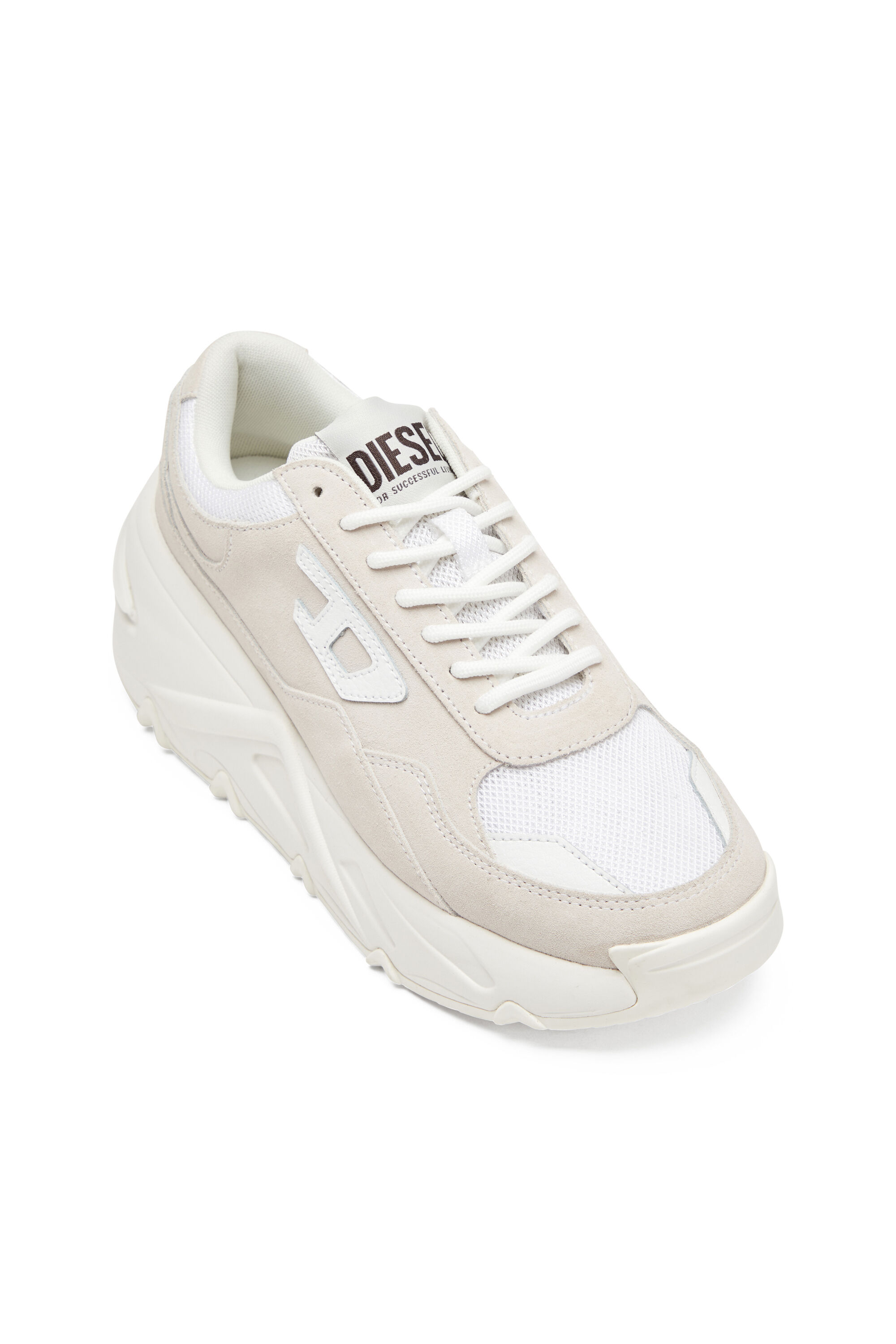 Diesel - S-SAVANNAH W, Female's S-Savannah-Platform sneakers in suede and mesh in White - 6