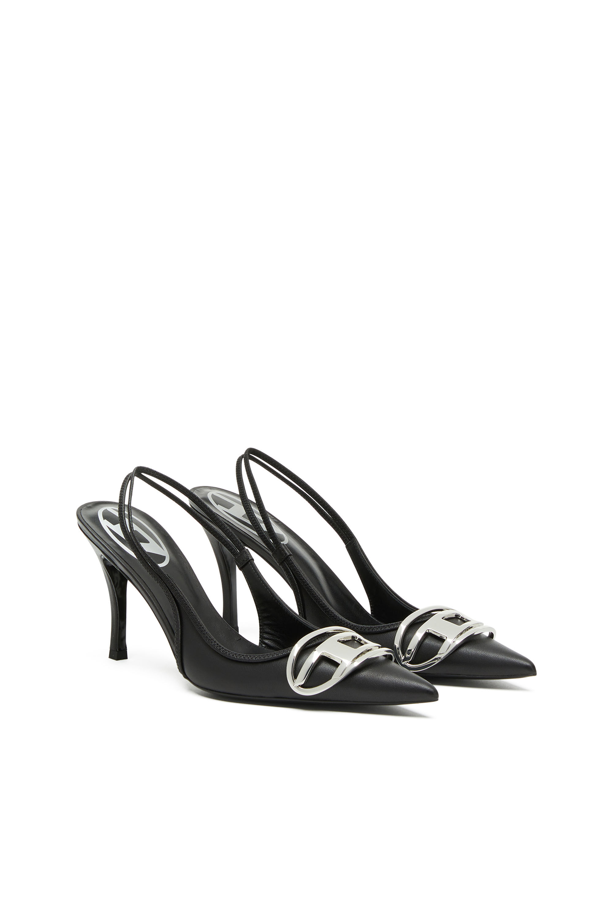 Black sling back pumps store