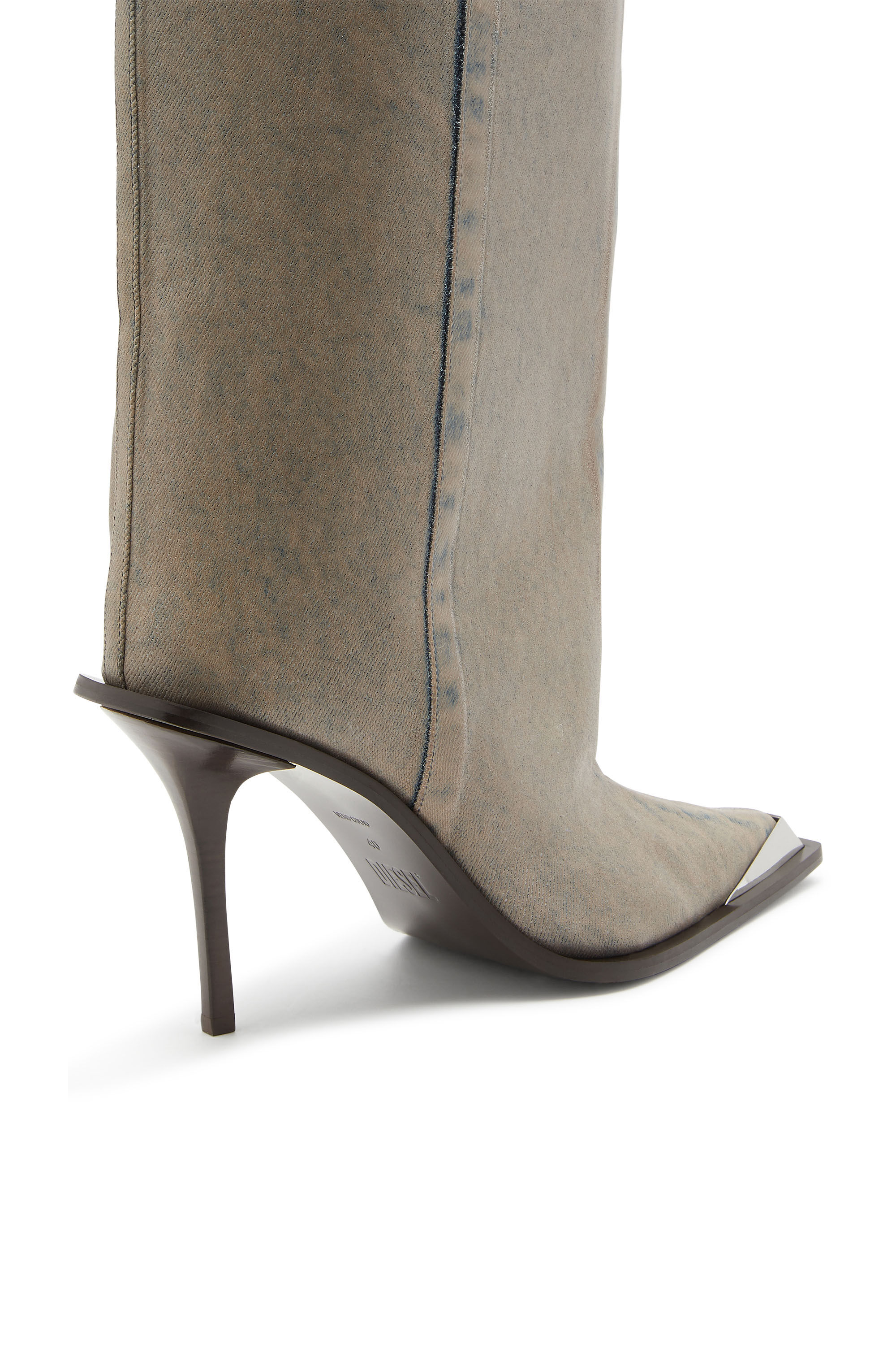 Diesel - D-TONA WB, Female's D-Tona-Knee-high boots in coated solarised denim in Beige - 5