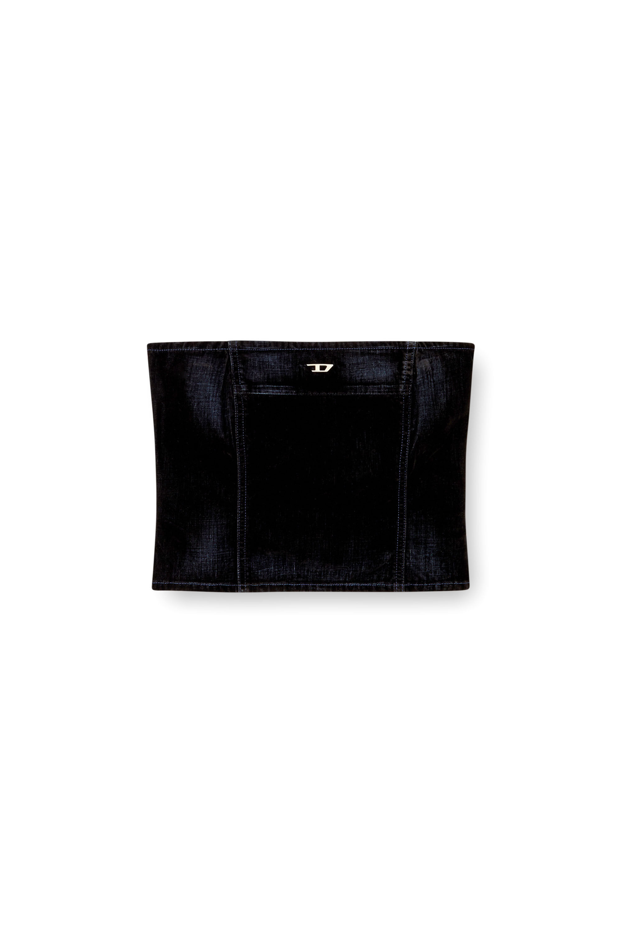 Diesel - DE-VILLE, Female's Tube top in velvety denim in Dark Blue - 2