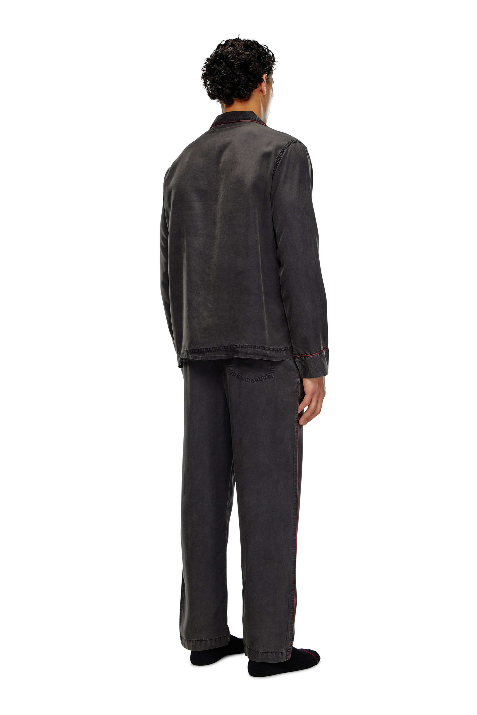 Diesel - UMSET-LOOMY, Male's Long pyjamas with contrast piping in Black - 1