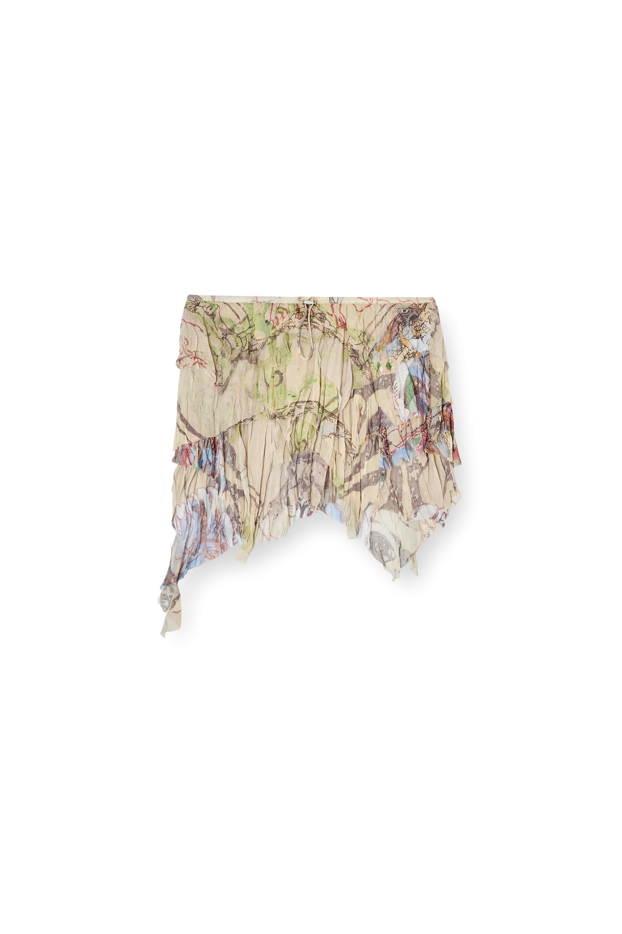 Diesel - O-SILLA, Jupe froissée avec imprimé médiéval mixte Femme in Beige - 2