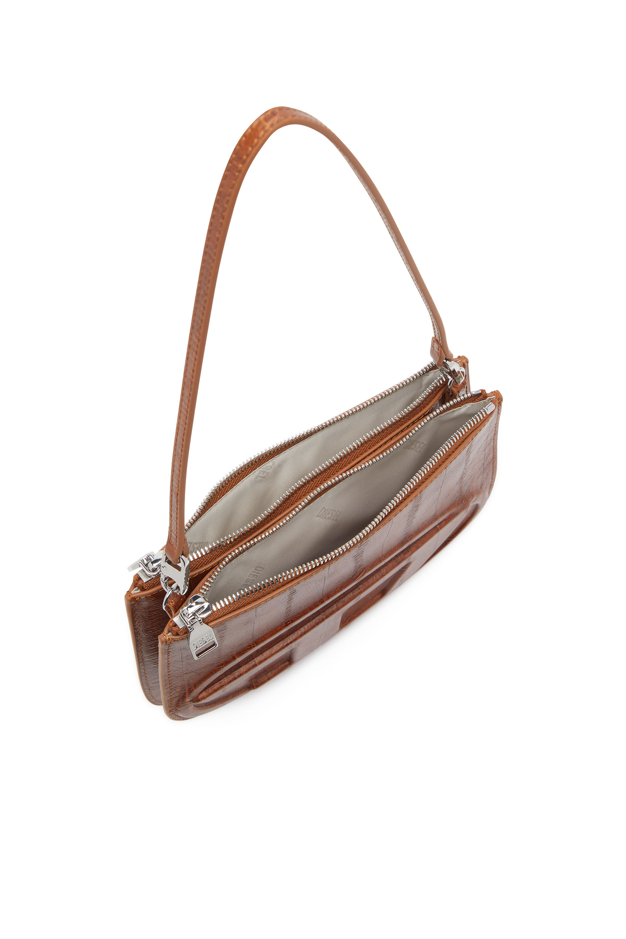 Diesel - 1DR TWIN, Female's 1DR Twin-Double-pouch shoulder bag in printed leather in Brown - 2