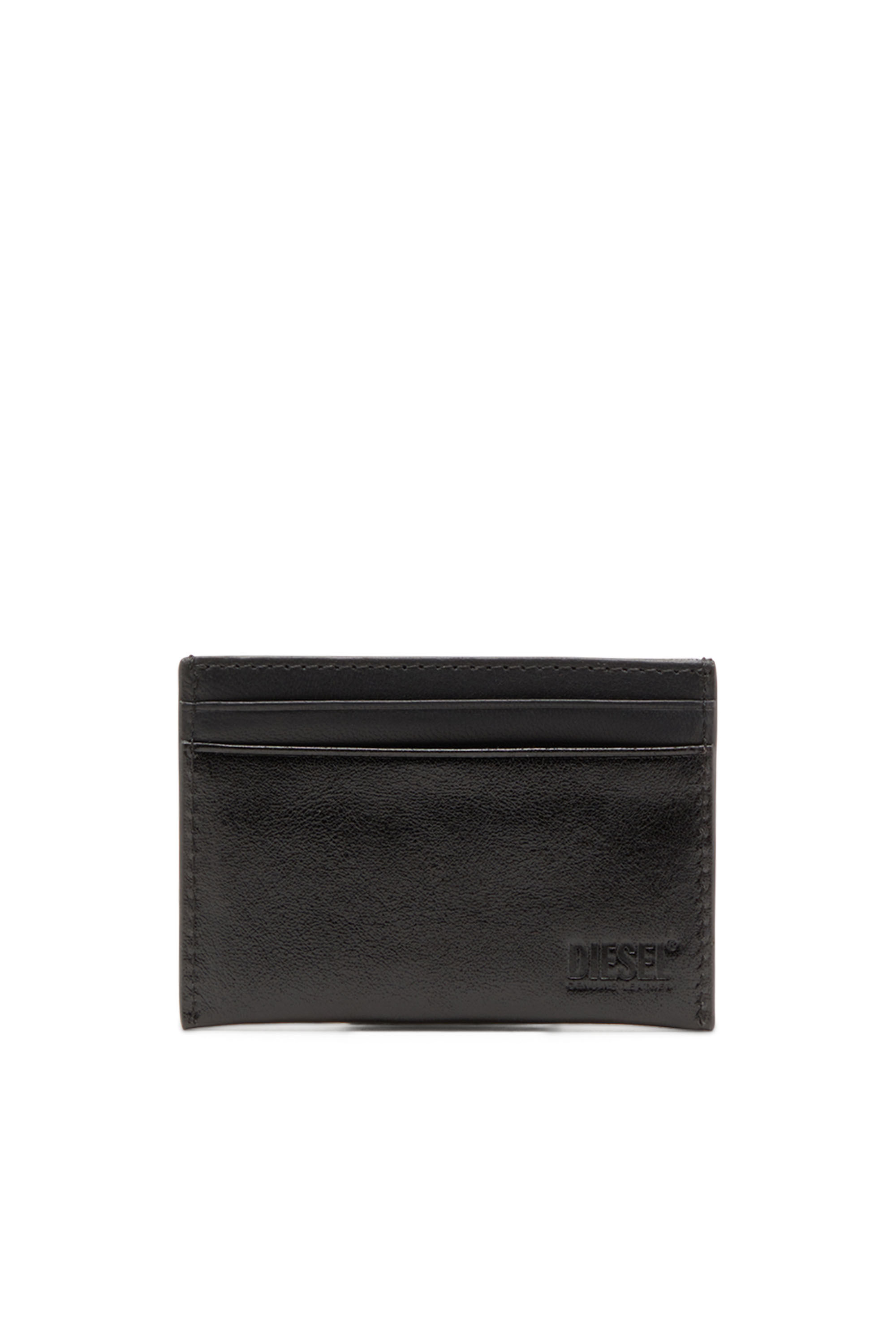 Diesel - RAVE CARD CASE, Male's Leather card holder with red D plaque in Black - 2