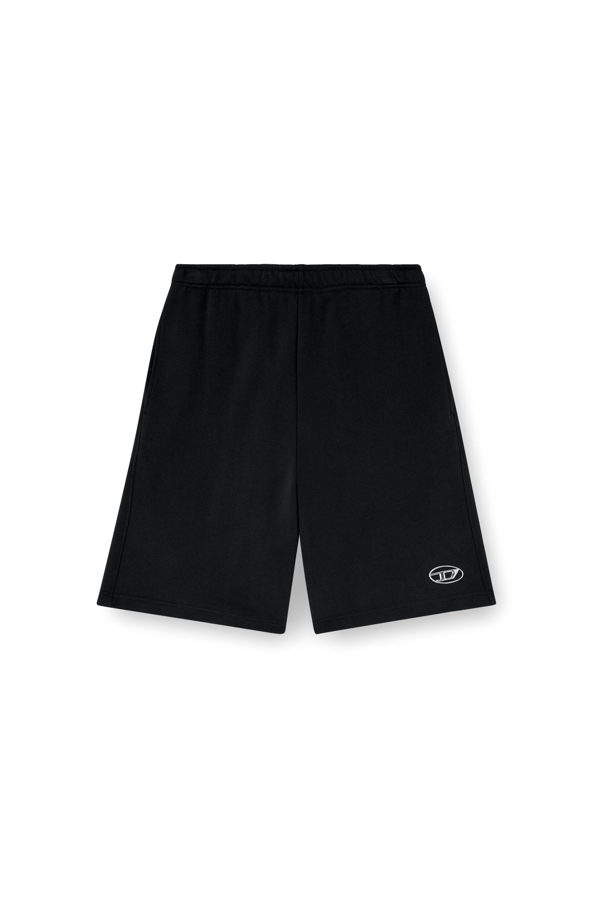 Diesel - P-MARSHY-OD, Male's Sweat shorts with silver Oval D in Black - 2