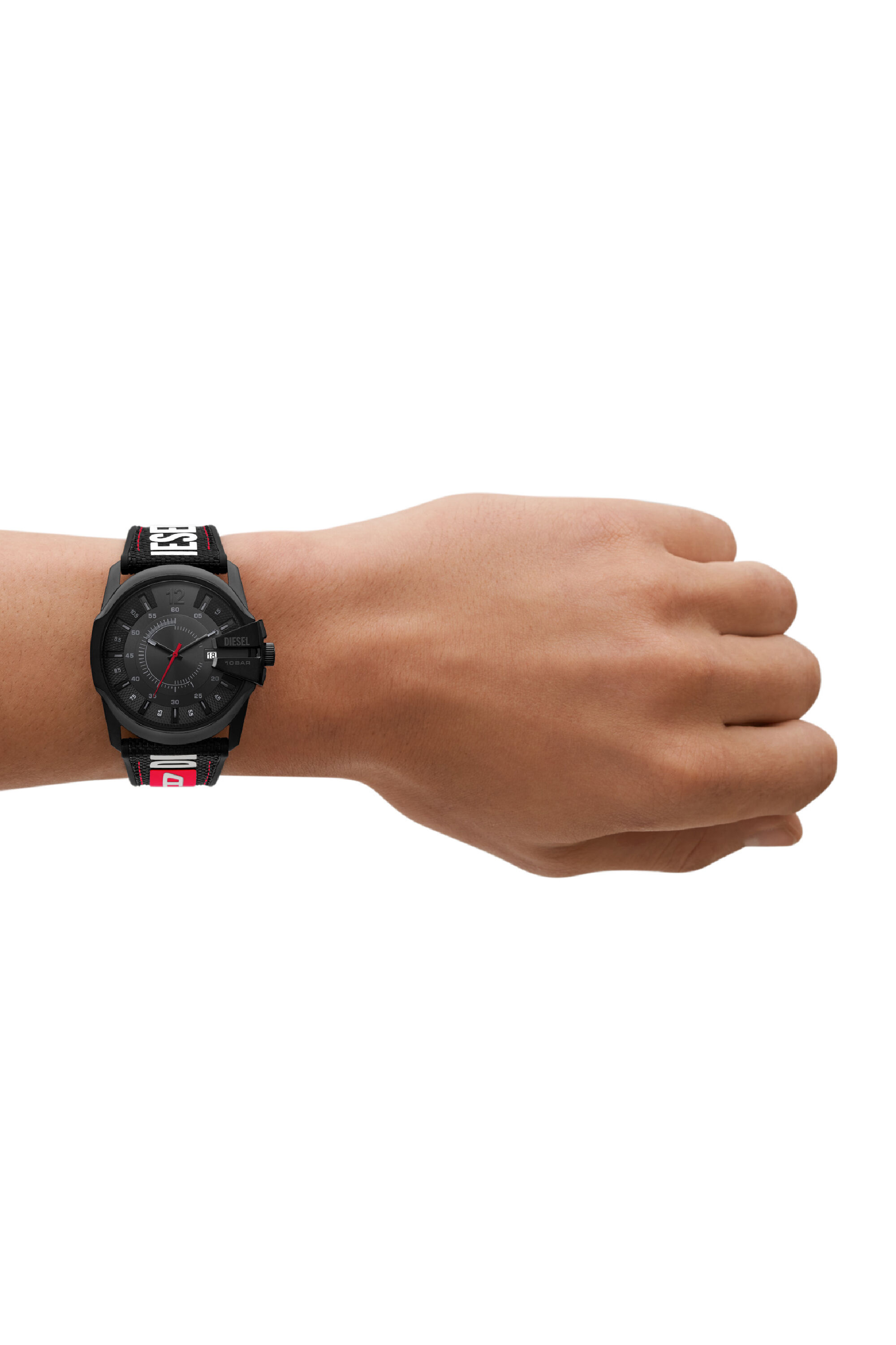 Diesel - DZ2160, Montre Master Chief Date en cuir, nylon et silicone Homme in Noir - 4