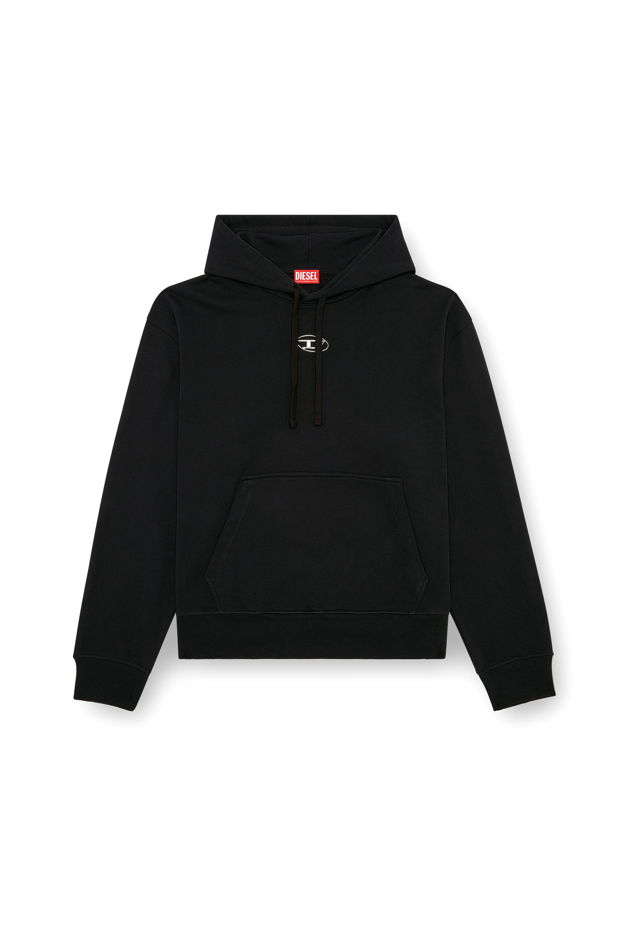 S-MACS-HOOD-OD Men: Oversized black hoodie metallic logo | Diesel