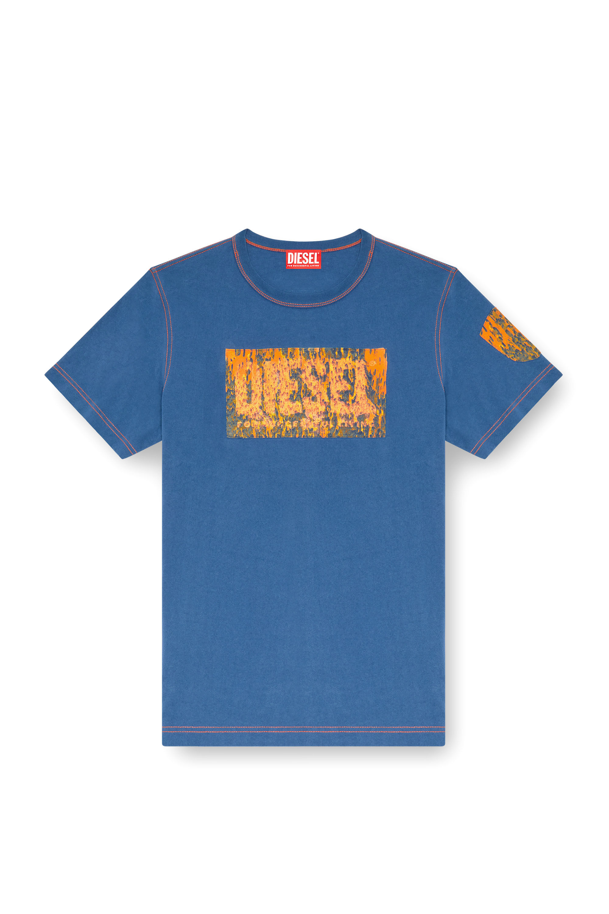 Diesel - T-ADJUST-Q1, T-shirt avec empiècements graphiques Homme in Bleu - 2