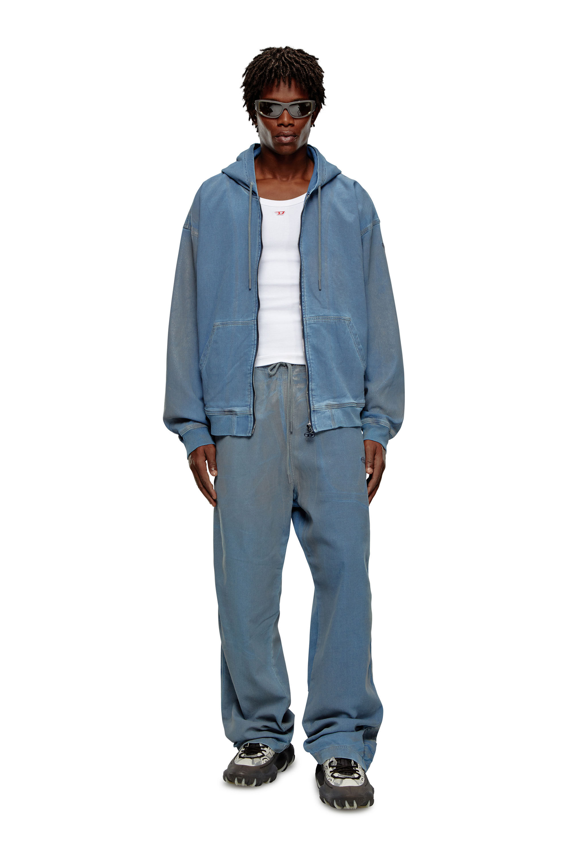 現品限り一斉値下げ！ Denim Track printed in hoodie Zip-up Men's | Diesel | Blue Tops
