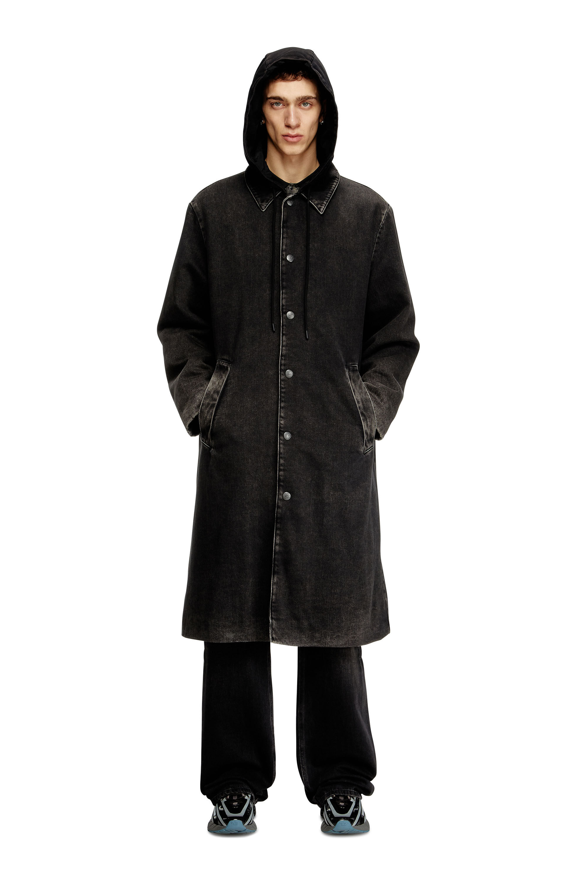 Diesel - D-JAKO-S, Manteau hybride en denim et jersey Homme in Noir - 3