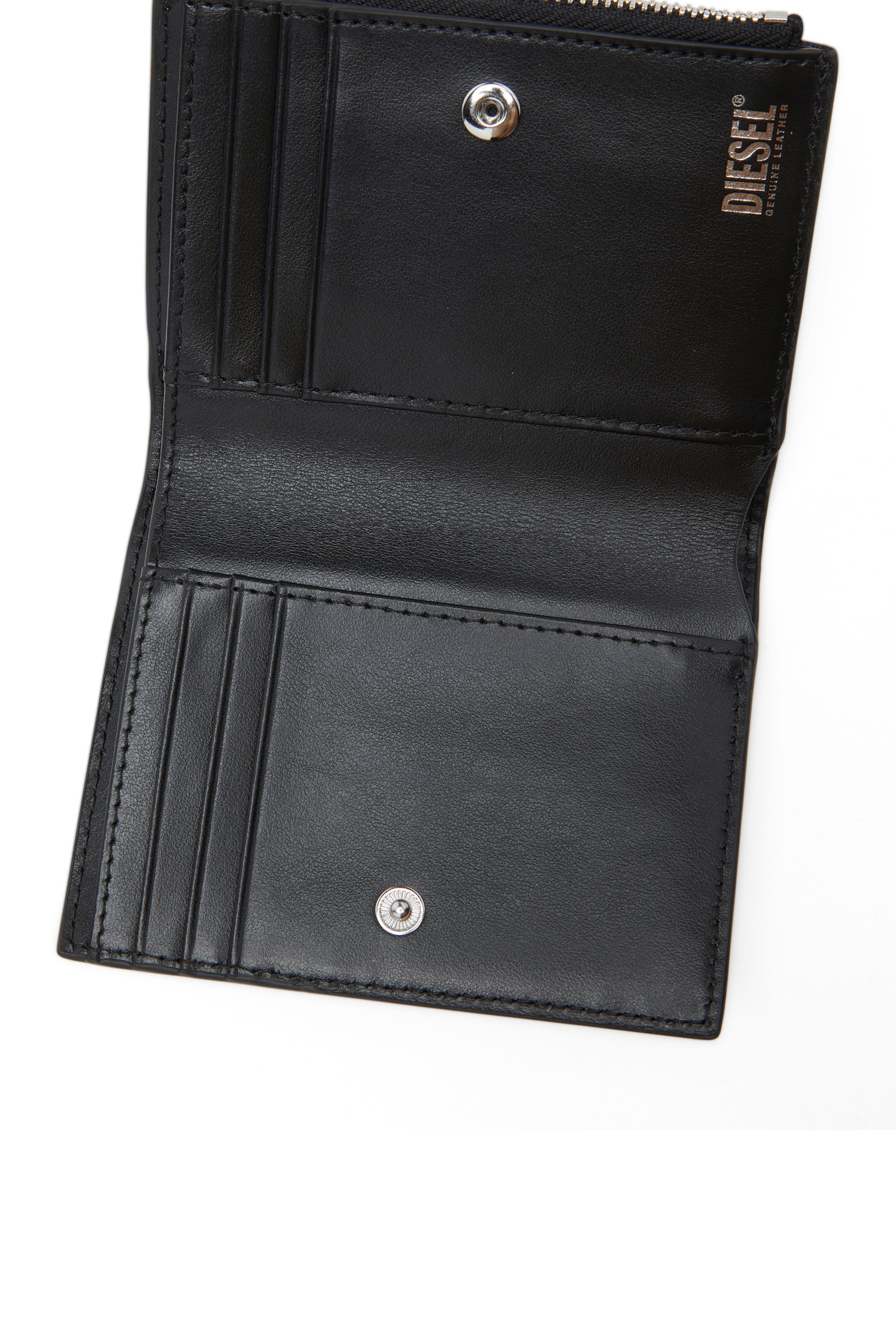 Diesel - 1DR BI-FOLD ZIP II, Female's Small leather wallet with logo plaque in Black - 3
