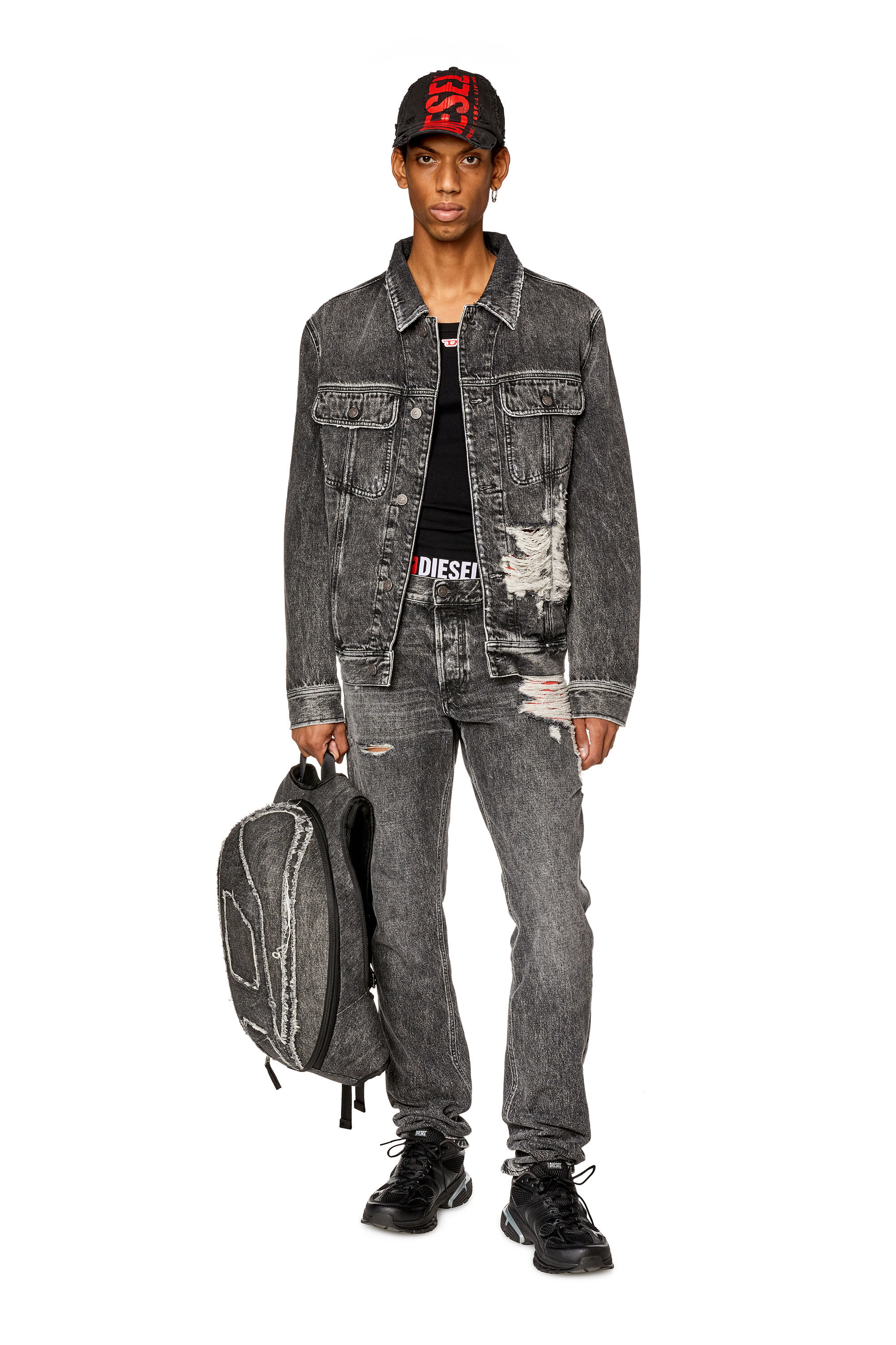 Men s Trucker jacket with destroyed detail D BARCY S1 Diesel