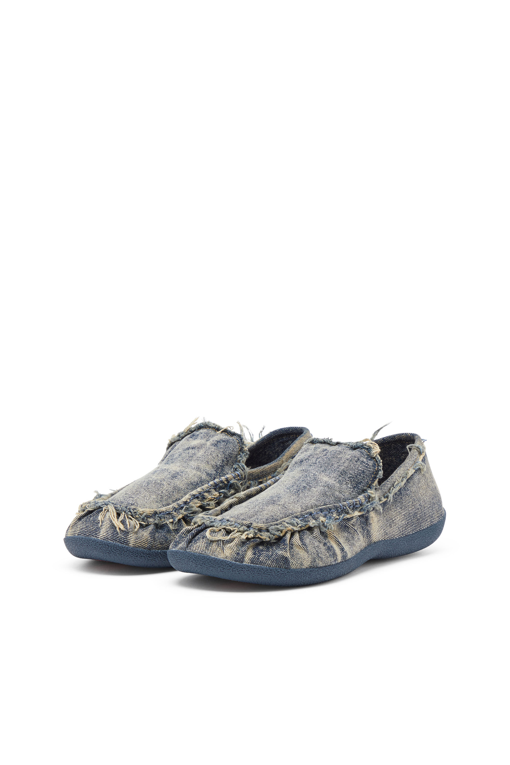 Diesel - D-SHOCK MOC, Male's D-Shock-Distressed denim loafers in Blue - 8