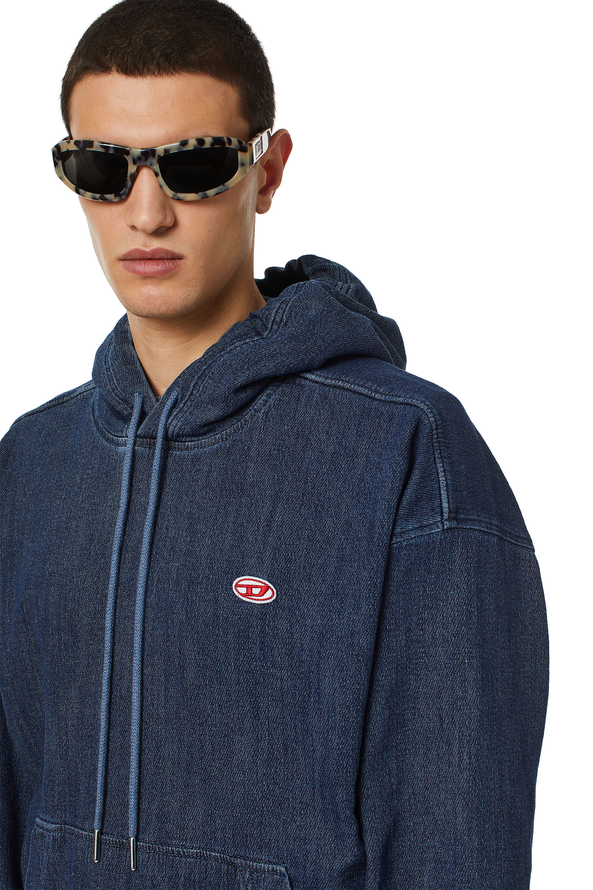 Diesel - D-UM-RIB TRACK DENIM HOODIE, Bleu Foncé - Image 5