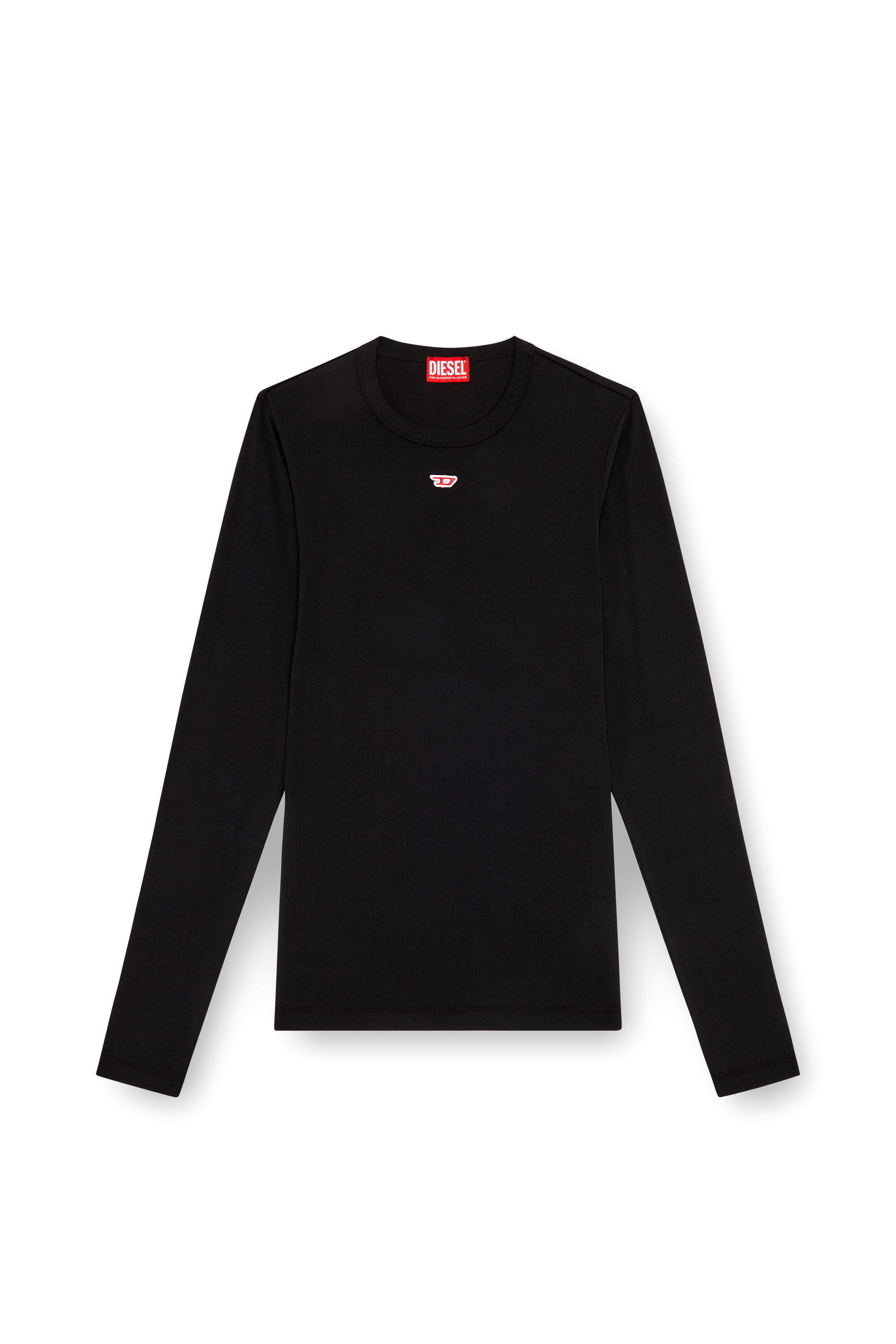 Diesel - D-RIBBER-LS-N, Male's Long-sleeve T-shirt with D patch in Black - 2