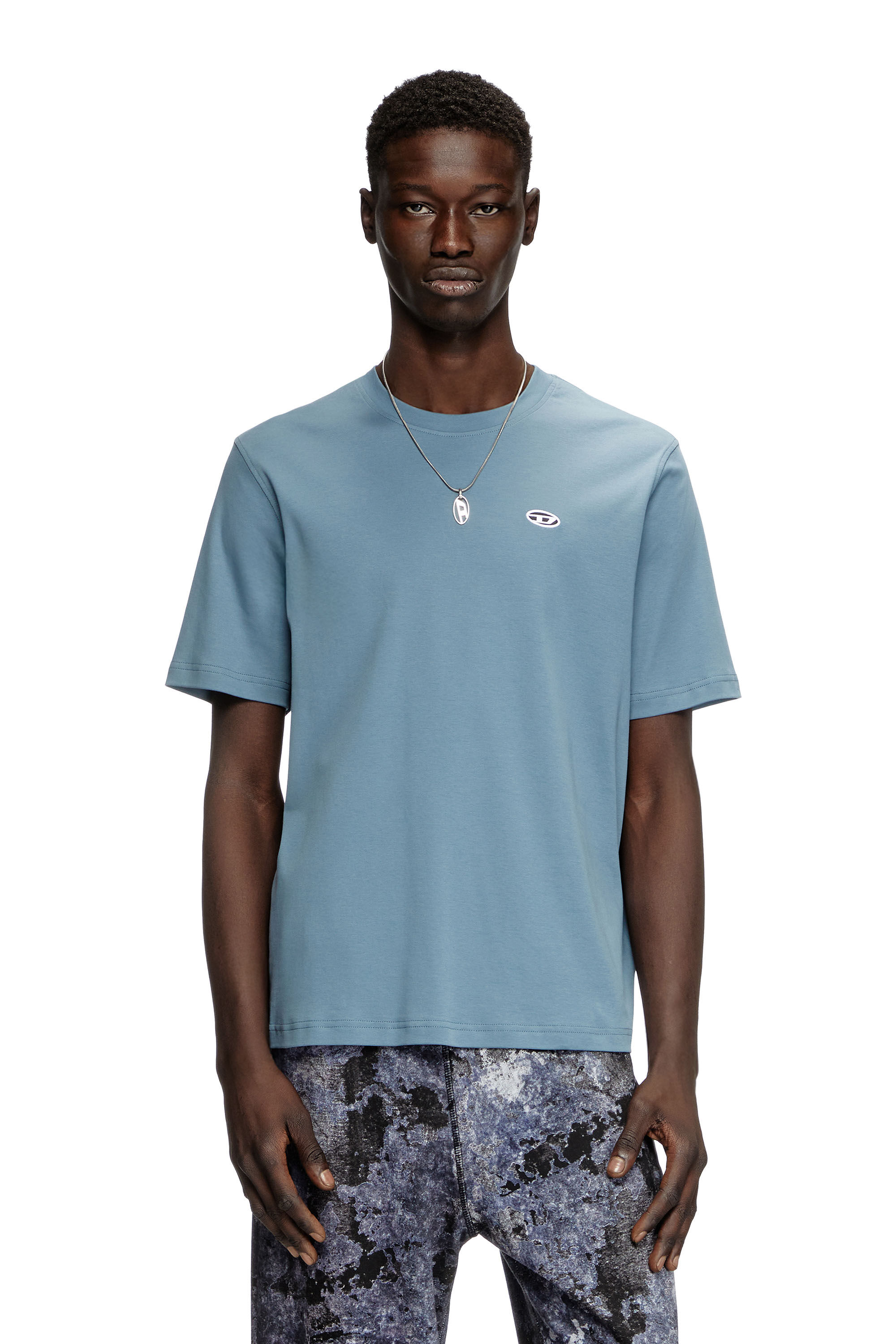 Diesel - T-ADJUST-DOVAL-PJ, T-shirt avec empiècement oval D Homme in Bleu - 3