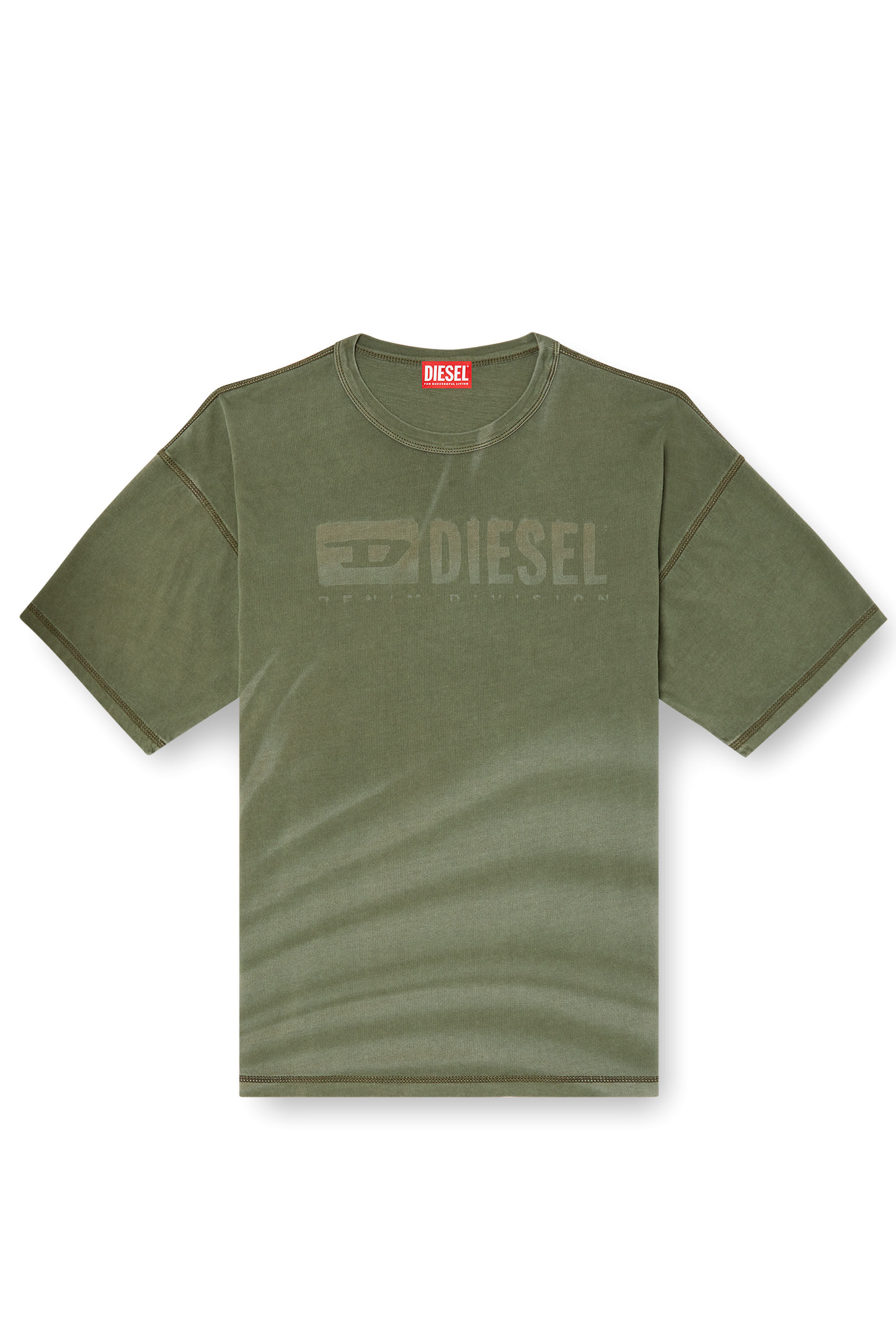 Diesel - T-ADJUST-R13, Male's Laser-faded logo T-shirt in Olive Green - 2