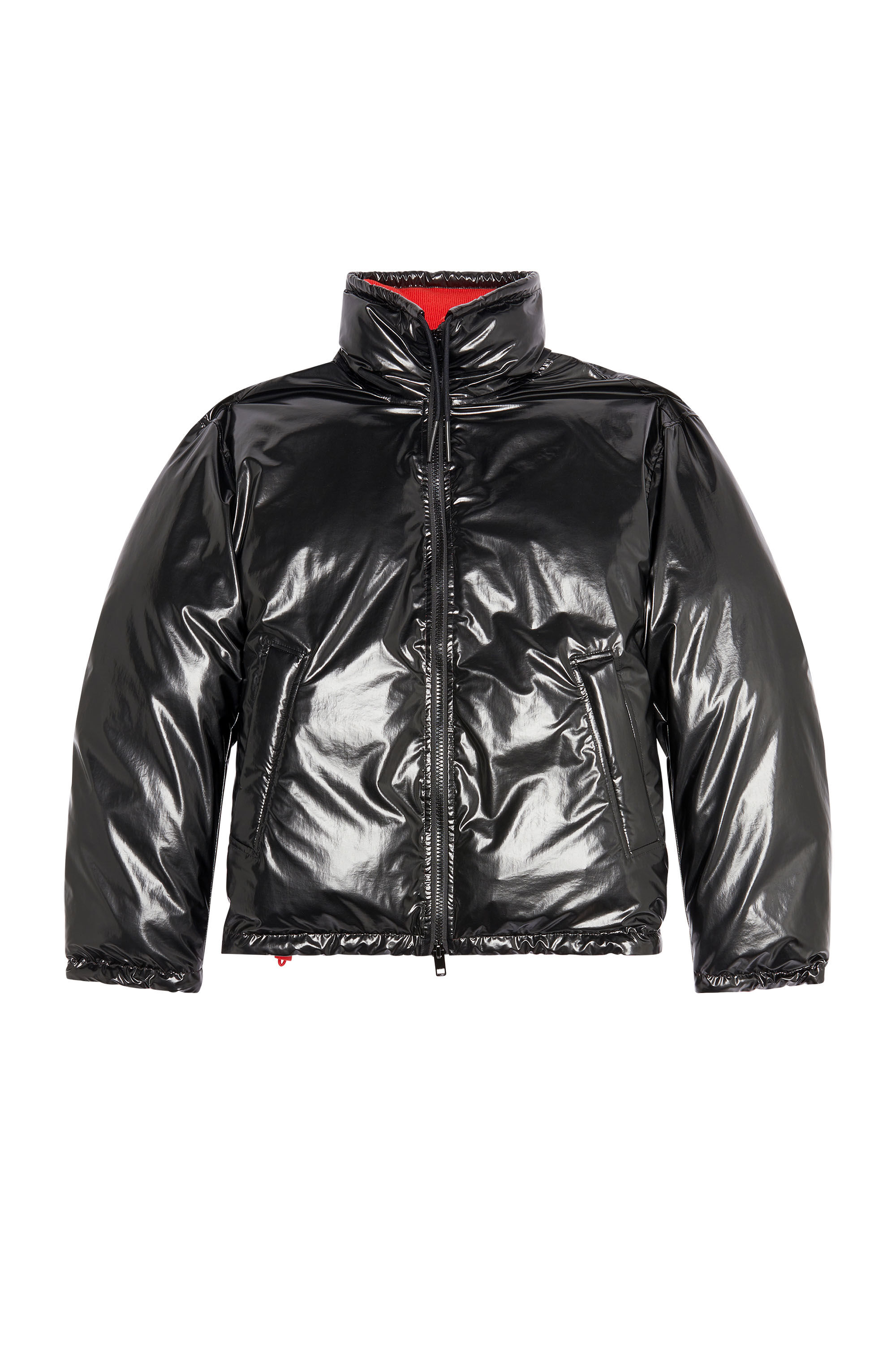 Diesel - W-JUPIT, Male's Padded jacket with maxi logo in Black/Red - 2