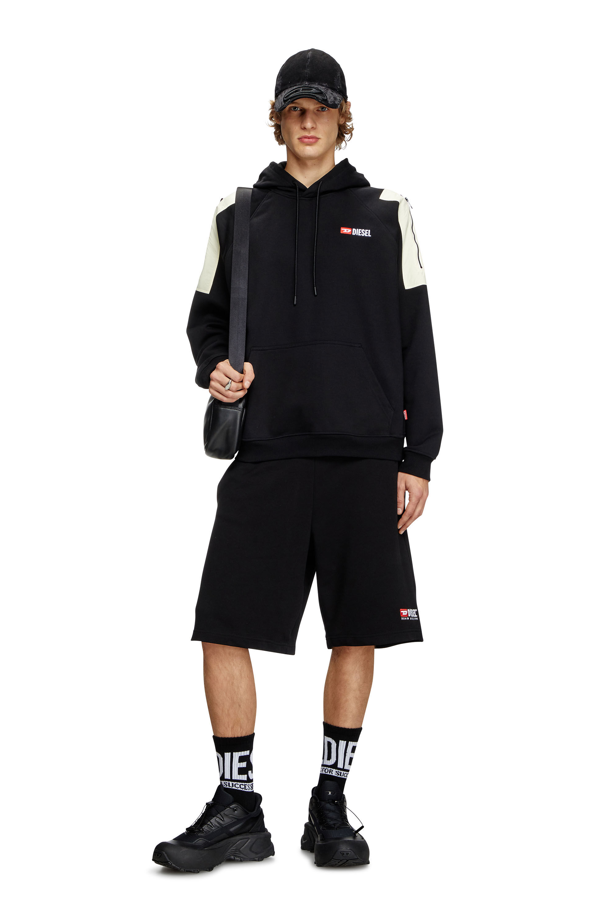 Diesel - S-FAUSTY, Sweat-shirt à capuche avec poches aux épaules Homme in Noir - 1