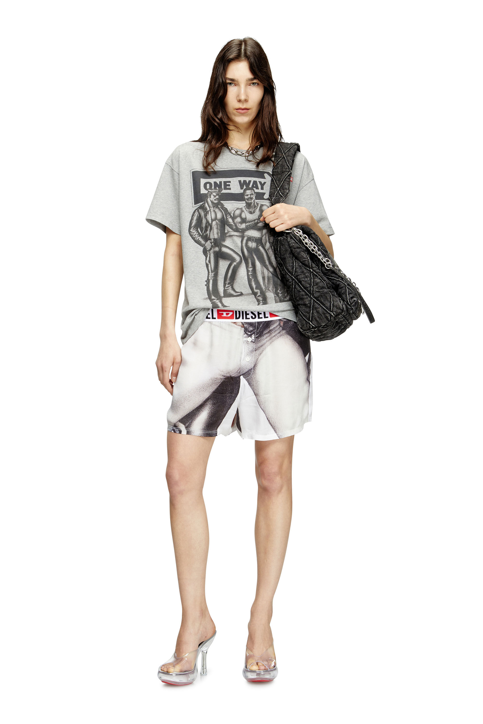 Diesel - PR-T-NORM-TOM25, T-shirt avec imprimé graphique Mixte in Gris - 6