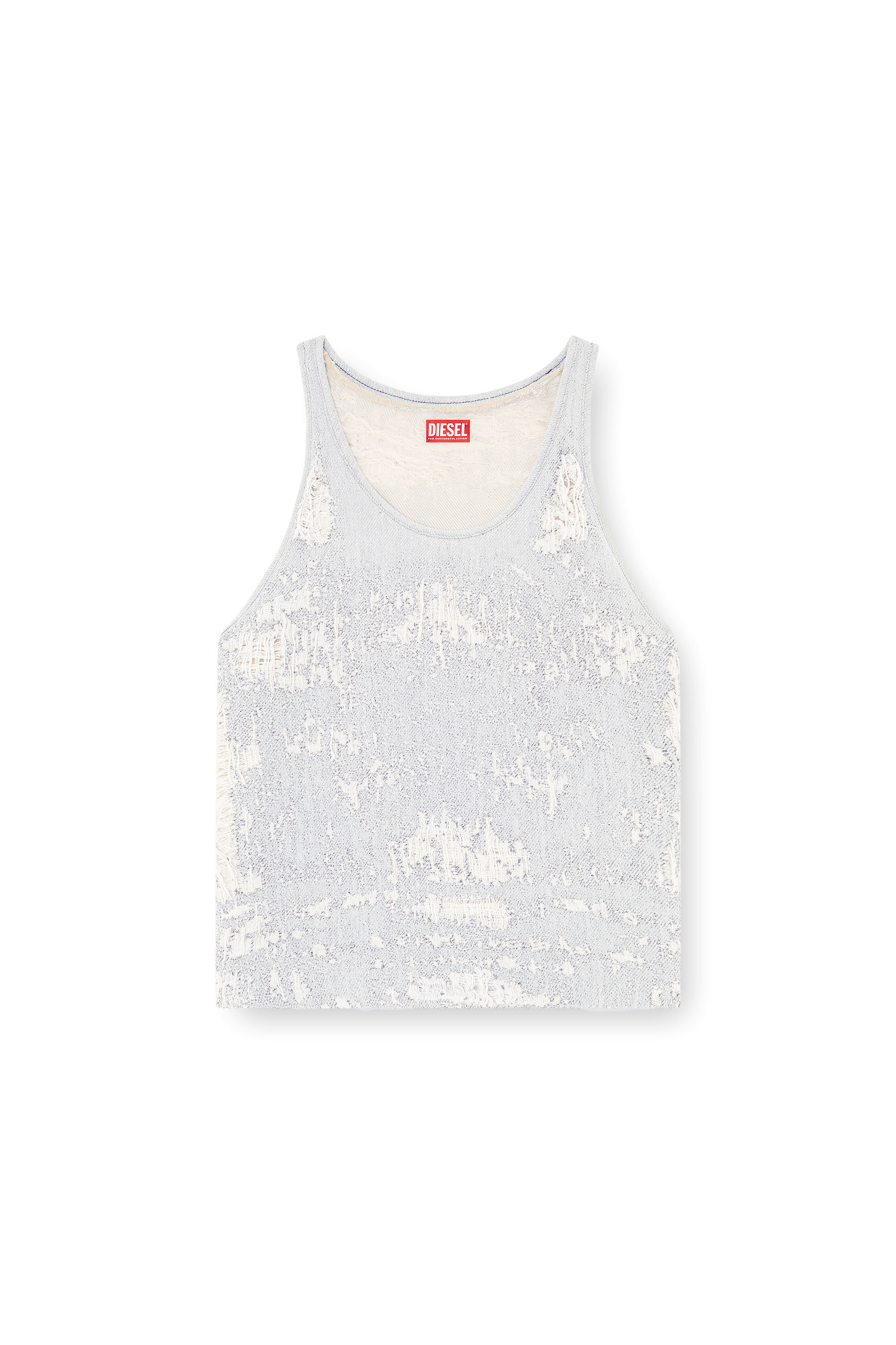 Diesel - DE-DALBY-FSG, Female's Top in ultra-destroyed jacquard denim in Light Blue - 2