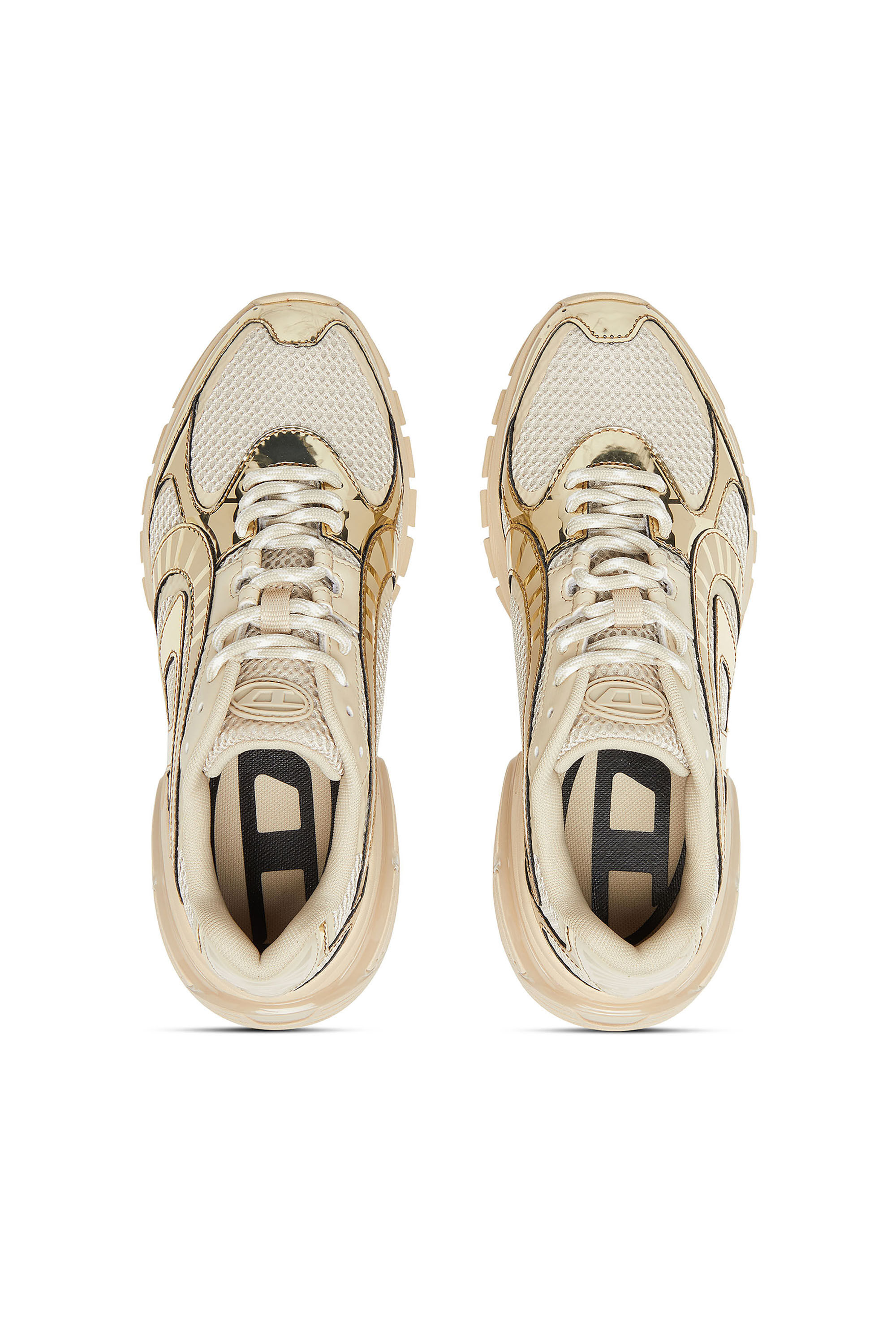 Diesel - S-PRO-V-DENSE LOW W, Female's S-Pro-V-Dense-Metallic mesh sneakers with Oval D logo in Beige - 4