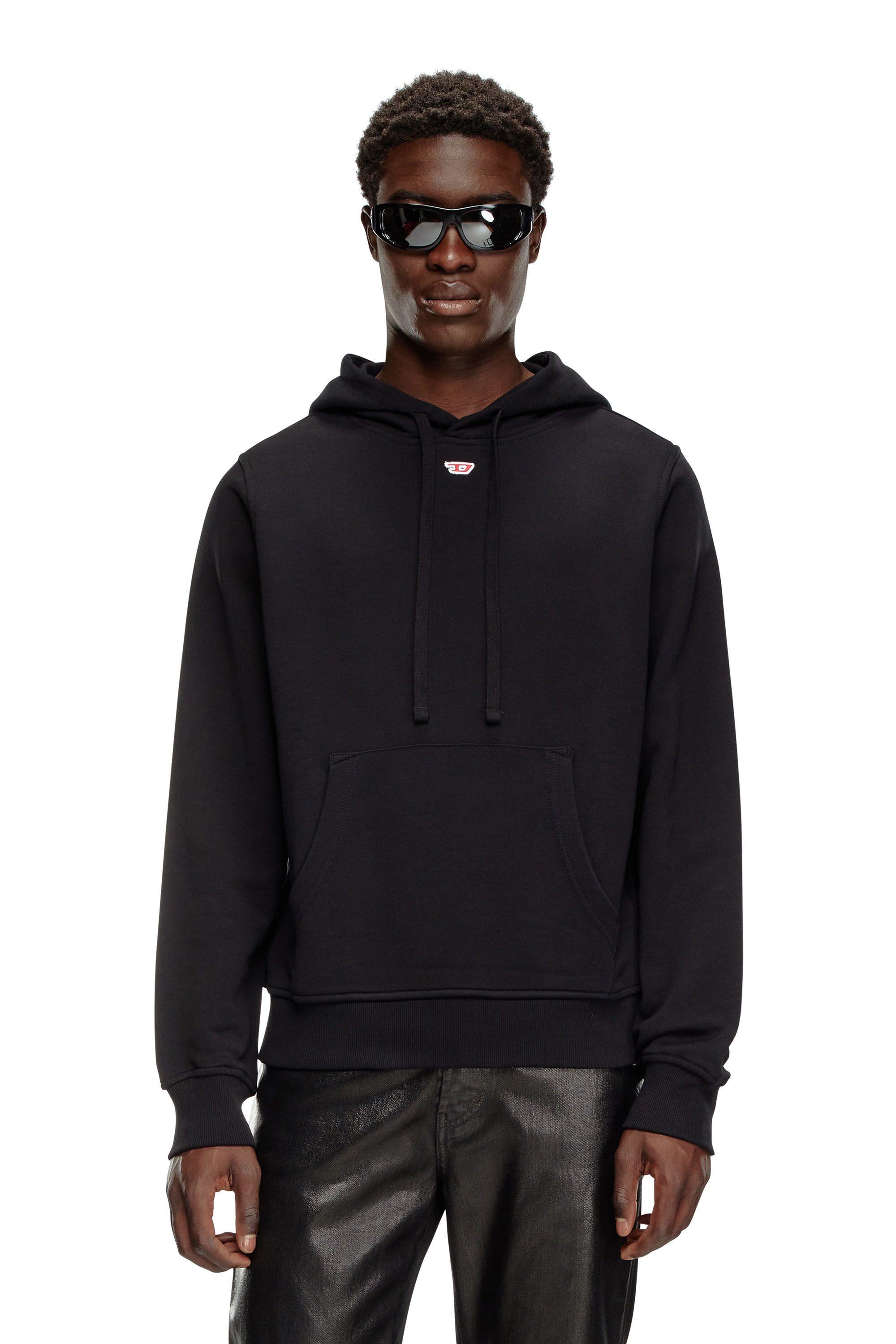 Diesel - S-GINN-HOOD-D, Male's Cotton hoodie with mini D patch in Black - 3
