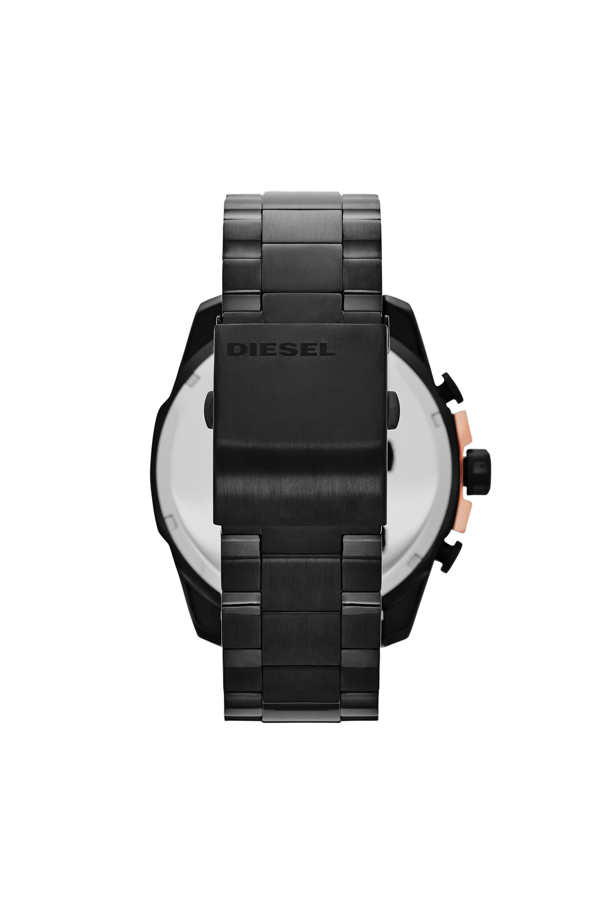 Diesel - DZ4309, Mega Chief montre en acier noir avec accents en or rose Homme in Noir - 2