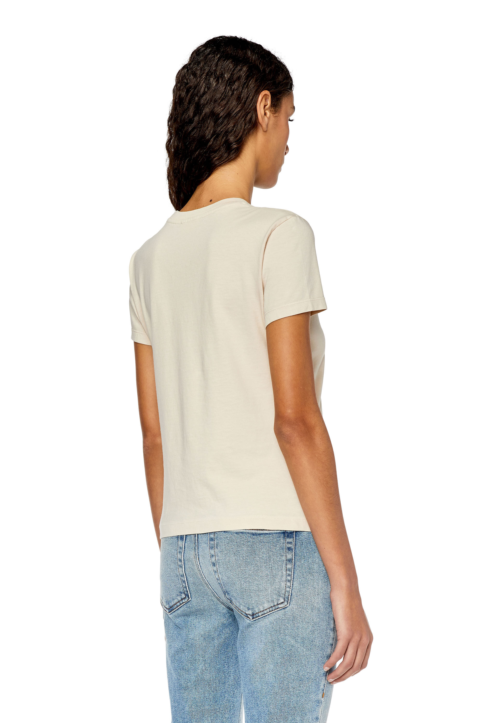 Diesel - T-SLI-IND, Female's T-shirt with Diesel Industry print in Face Powder - 5