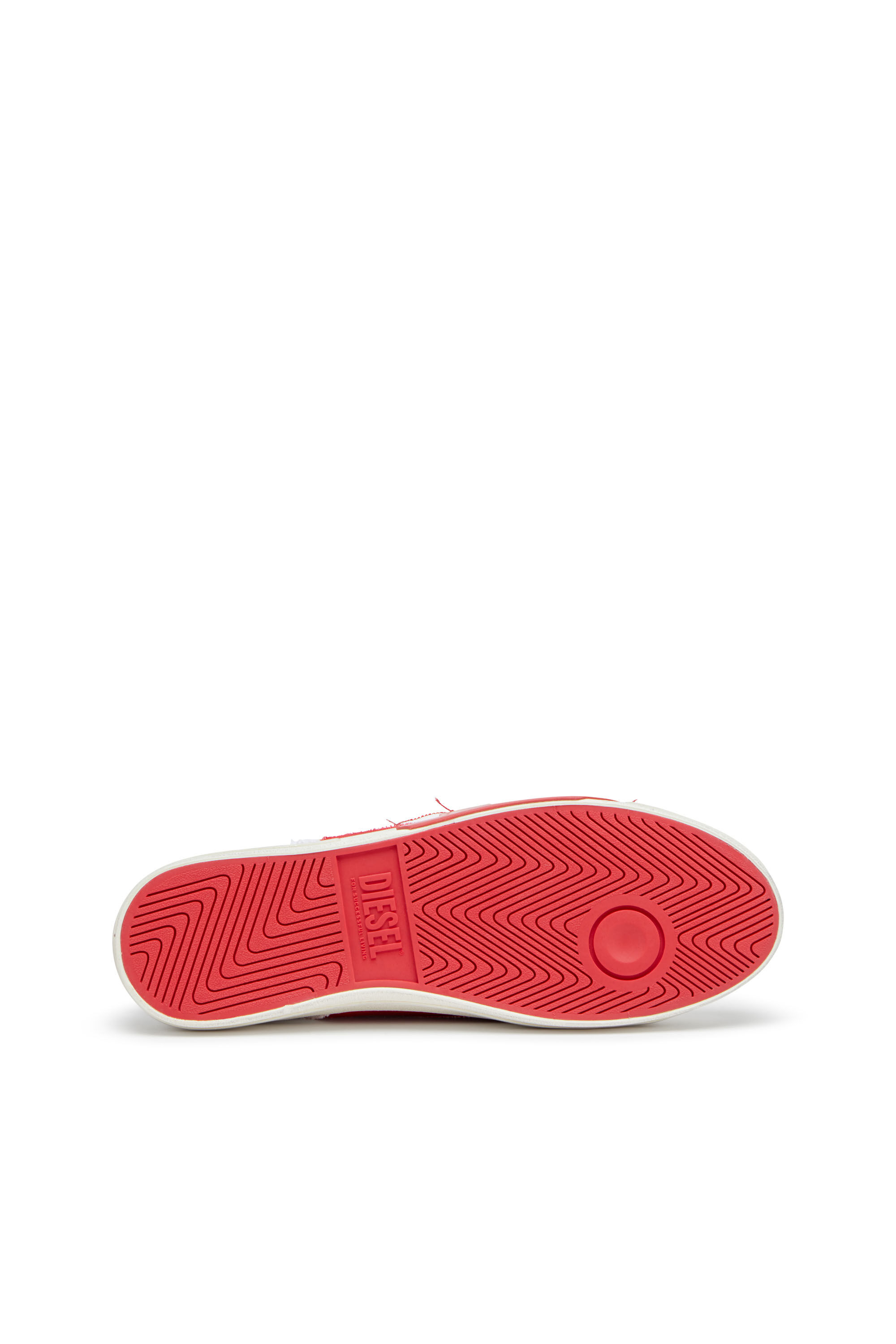 Diesel - S-D-VERSE MID, Male's S-D-Verse-Dirty-effect high-top canvas sneakers in White/Red - 5