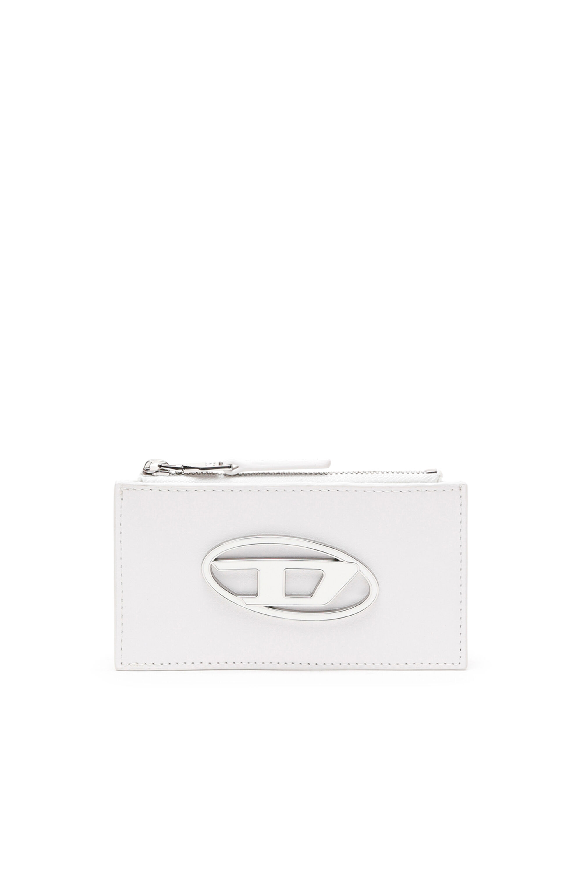 Diesel - PAOULINA, Female's Leather card case with logo plaque in White - 1