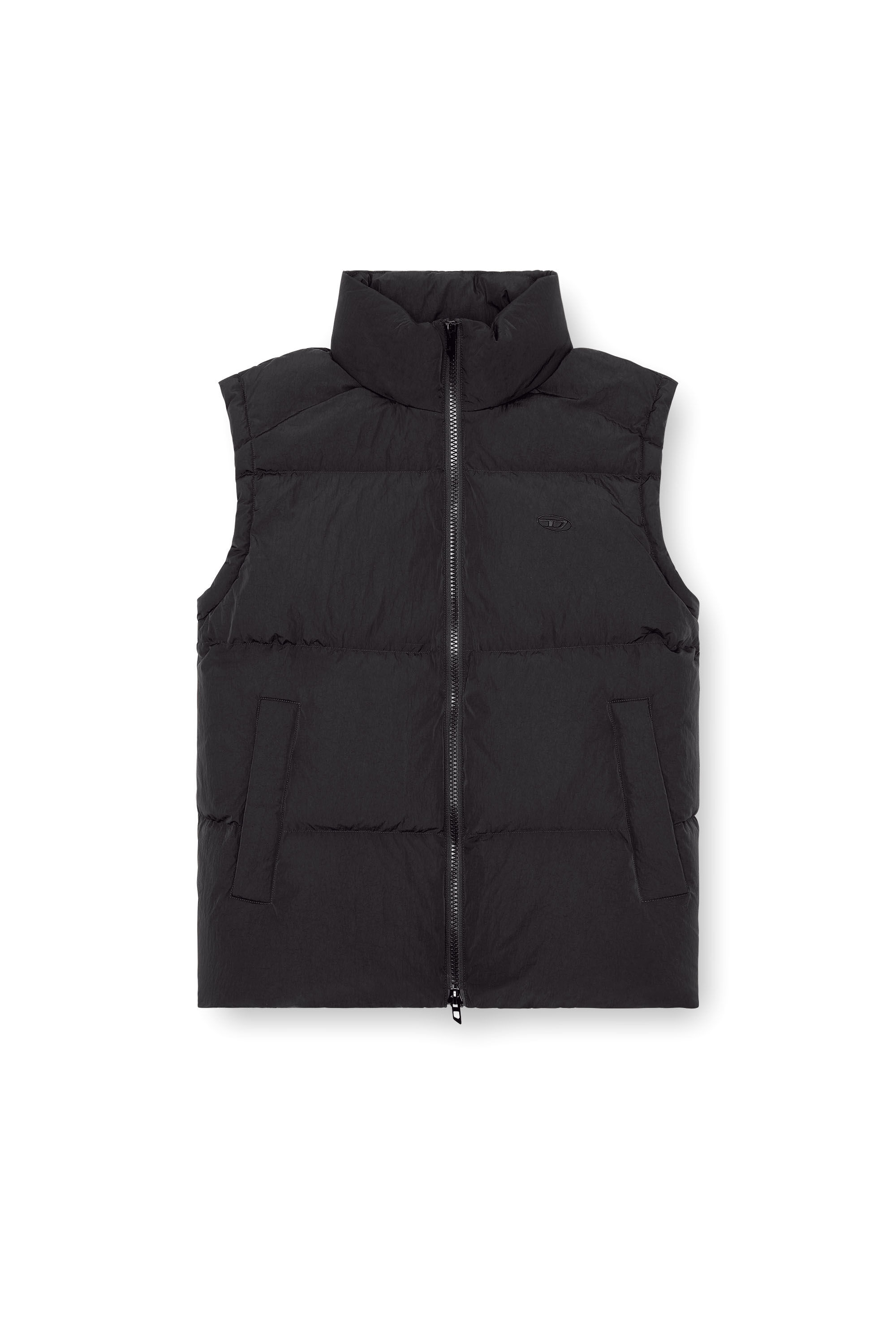 Diesel - W-RAVEEL-SL, Gilet en duvet en nylon froissé Homme in Noir - 2