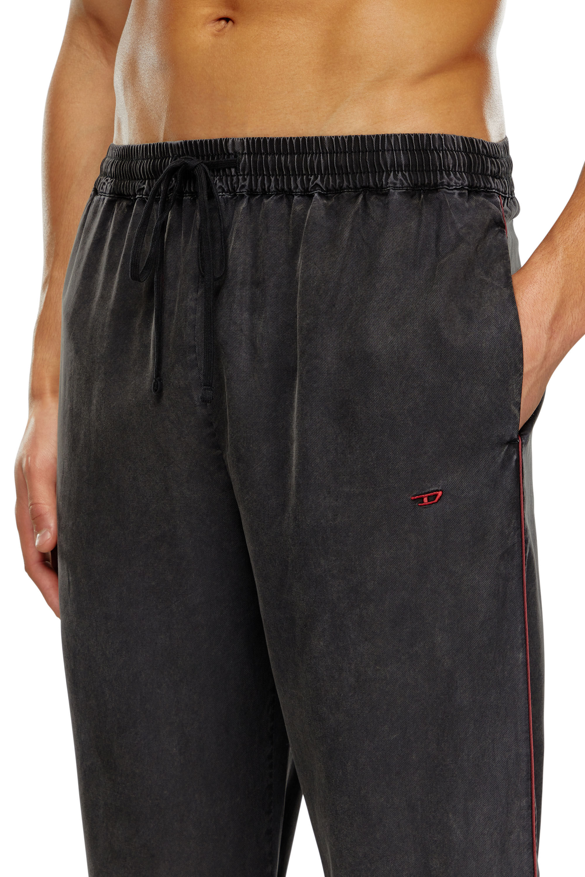 Diesel - UMSET-LOOMY, Male's Long pyjamas with contrast piping in Black - 2