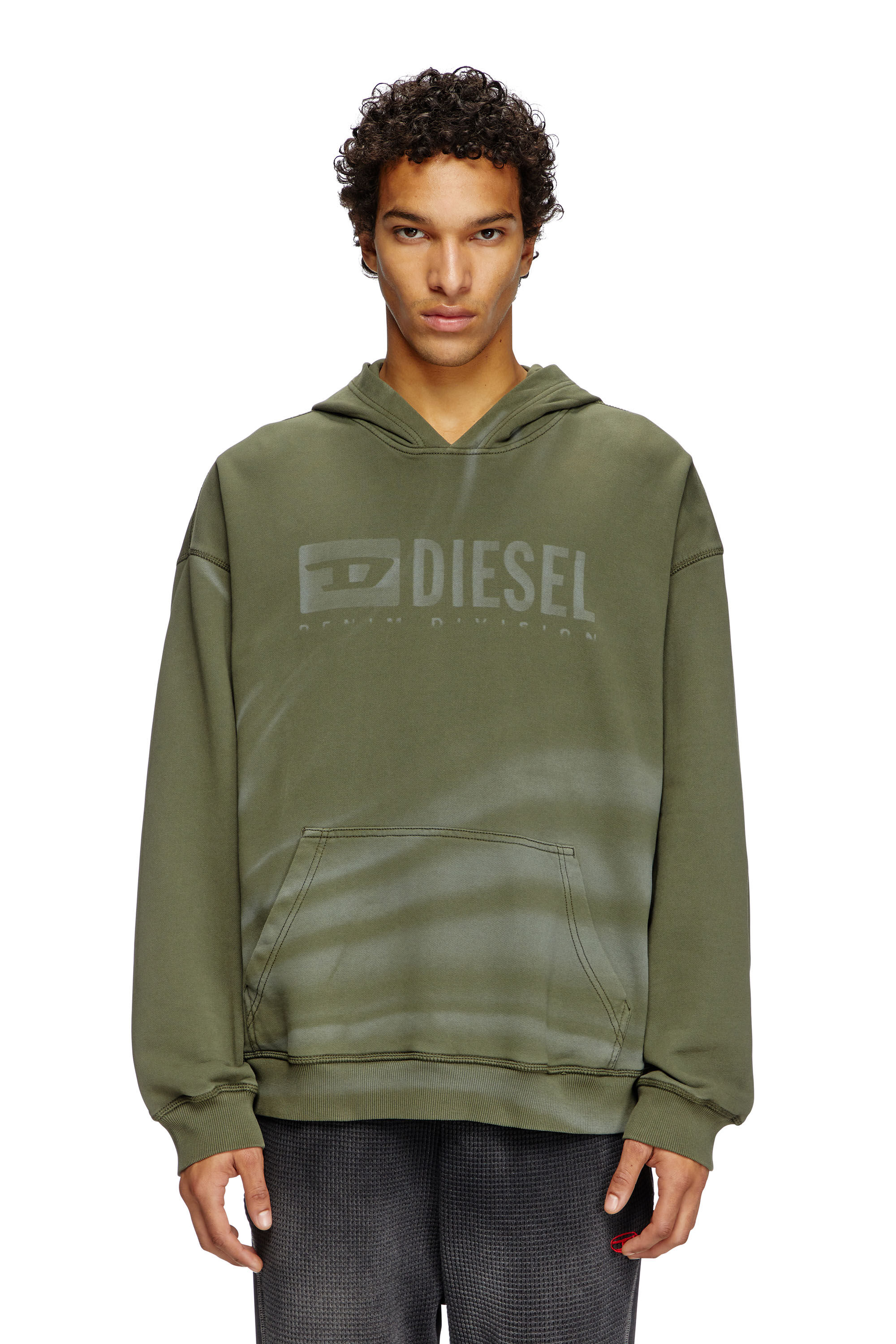 Diesel - S-BOXT-HOOD-R9, Sweat-shirt à capuche avec logo délavé au laser Homme in Vert - 3