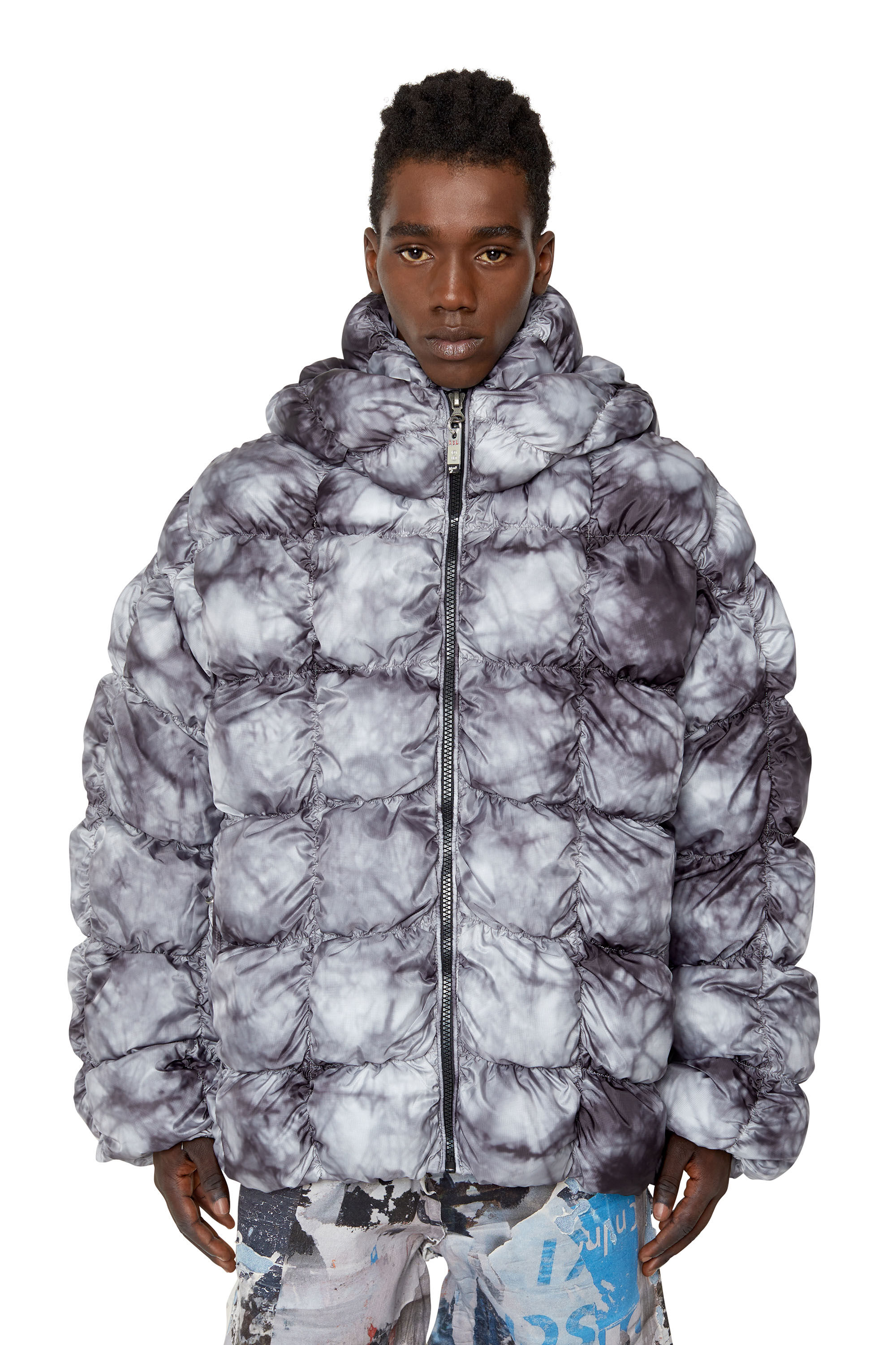 W RALLE Man Smocked padded ripstop jacket Diesel