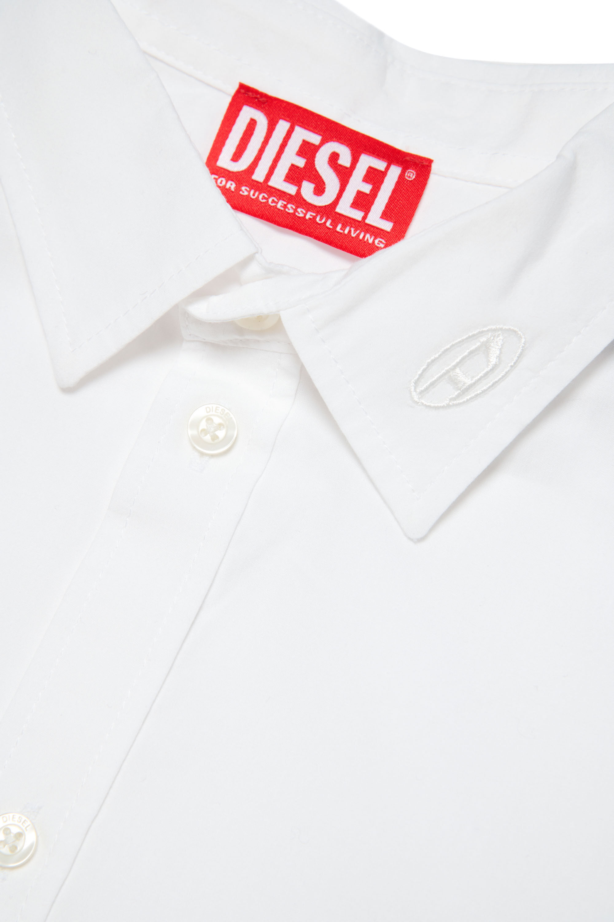 Diesel - CPING, Male's Cotton poplin shirt with logo collar in White - 3