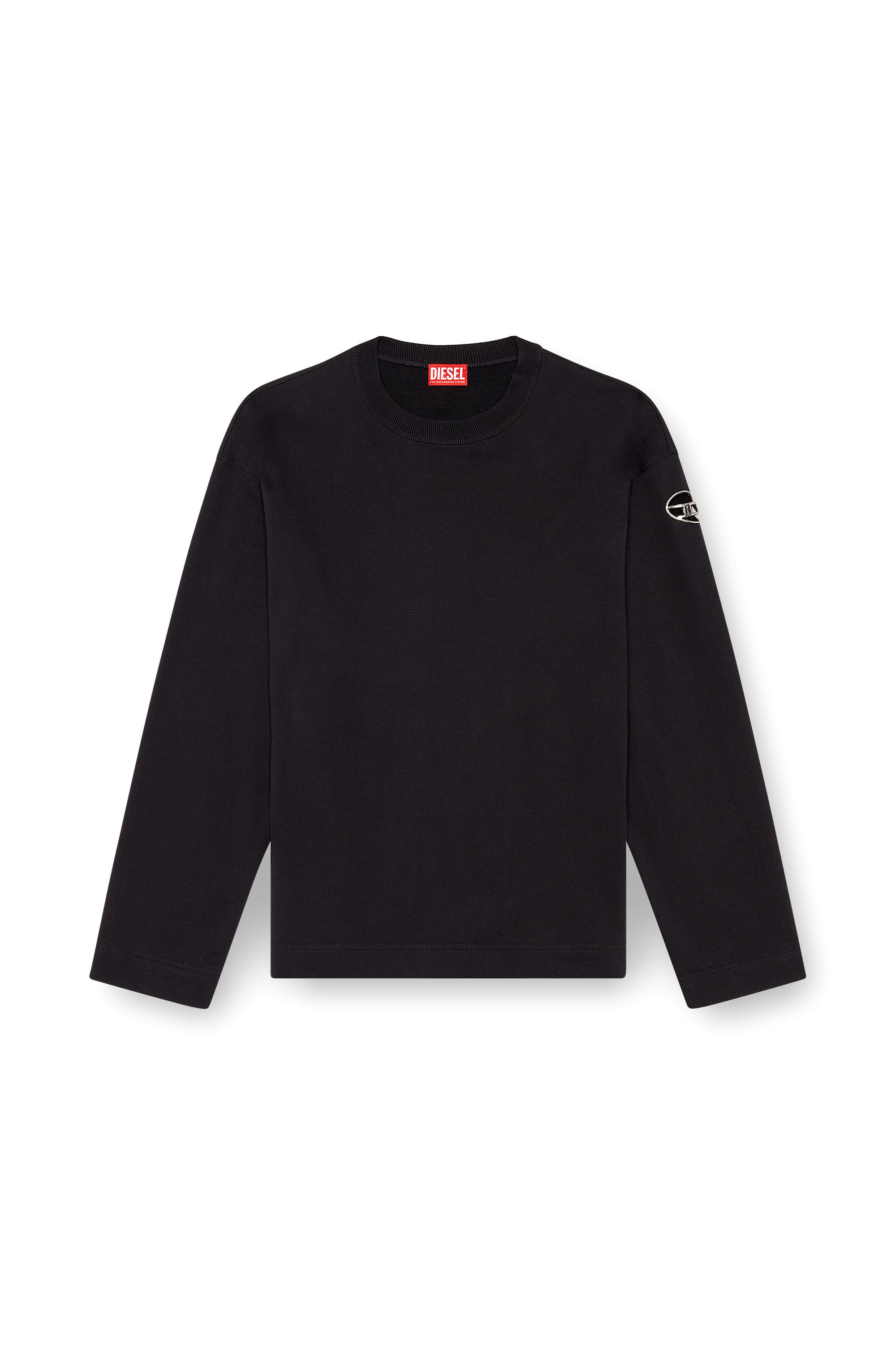 Diesel - S-MACSIS-OD, Sweat-shirt oversize avec logo métallisé Homme in Noir - 2