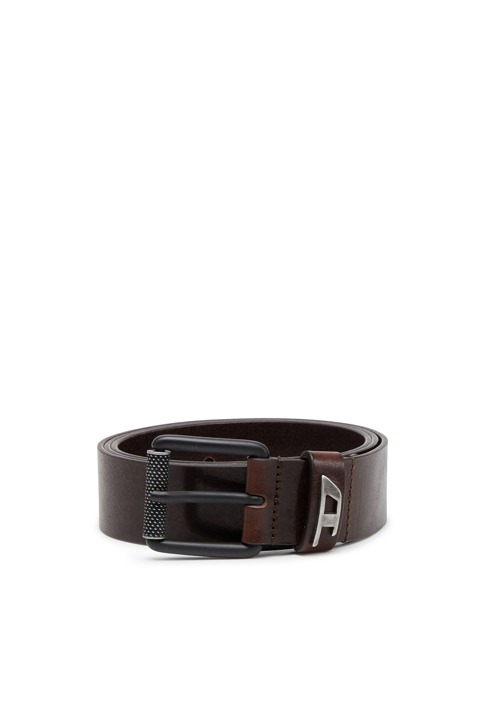 B DAVE II Man Shiny leather belt with logo loop Diesel