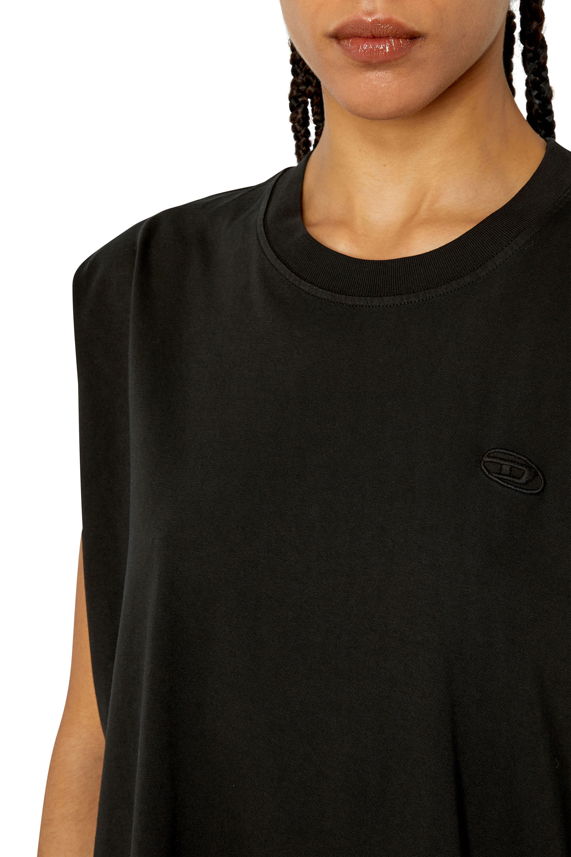 Diesel - D-ROLLETTY, Robe T-shirt avec ourlet Georgette Femme in Noir - 4