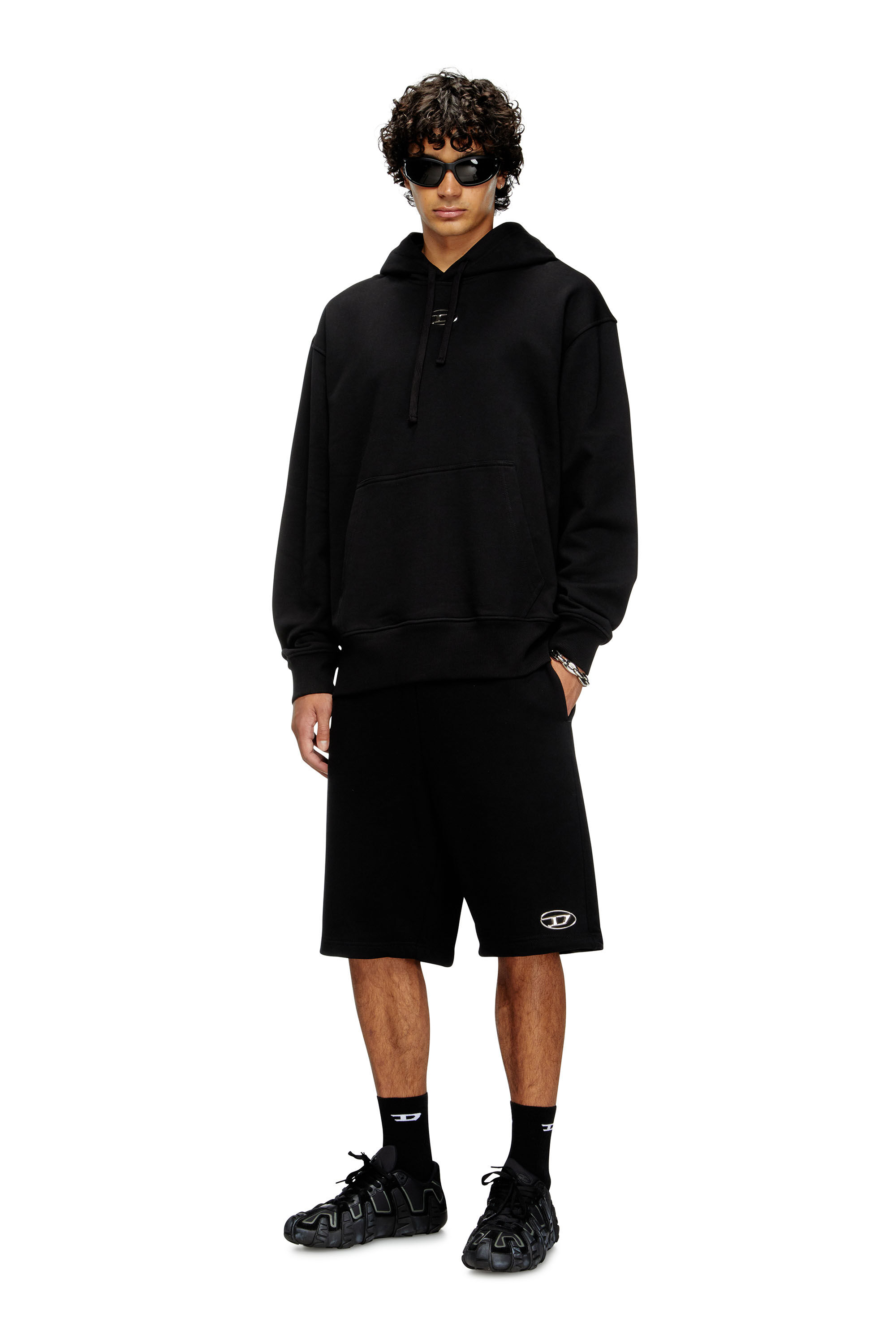 Diesel - P-MARSHY-OD, Male's Sweat shorts with injection molded logo in Black - 1