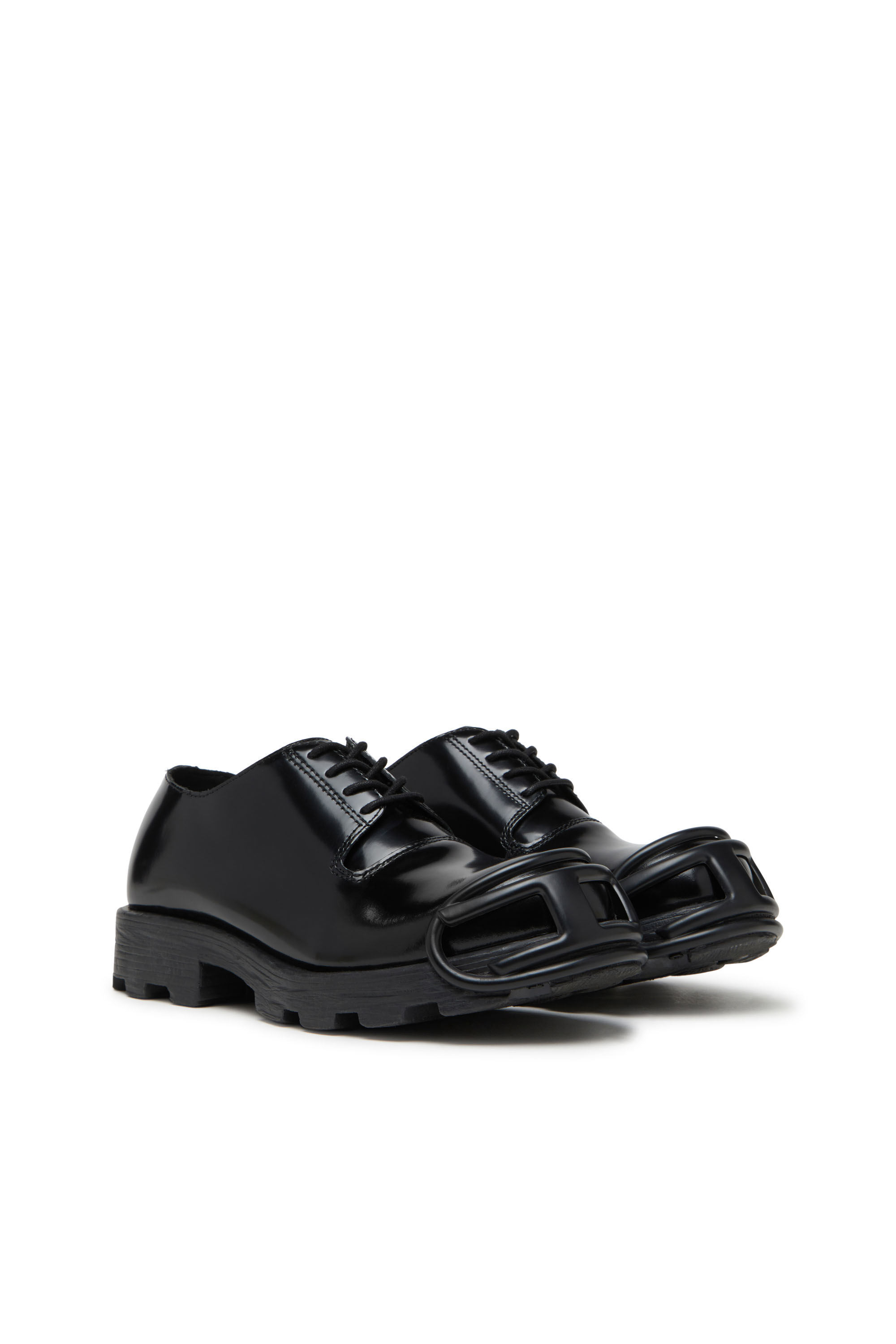Diesel - D-HAMMER SO D, Male's D-Hammer-Leather lace-up shoes with oval D toe cap in Opaque Black - 2