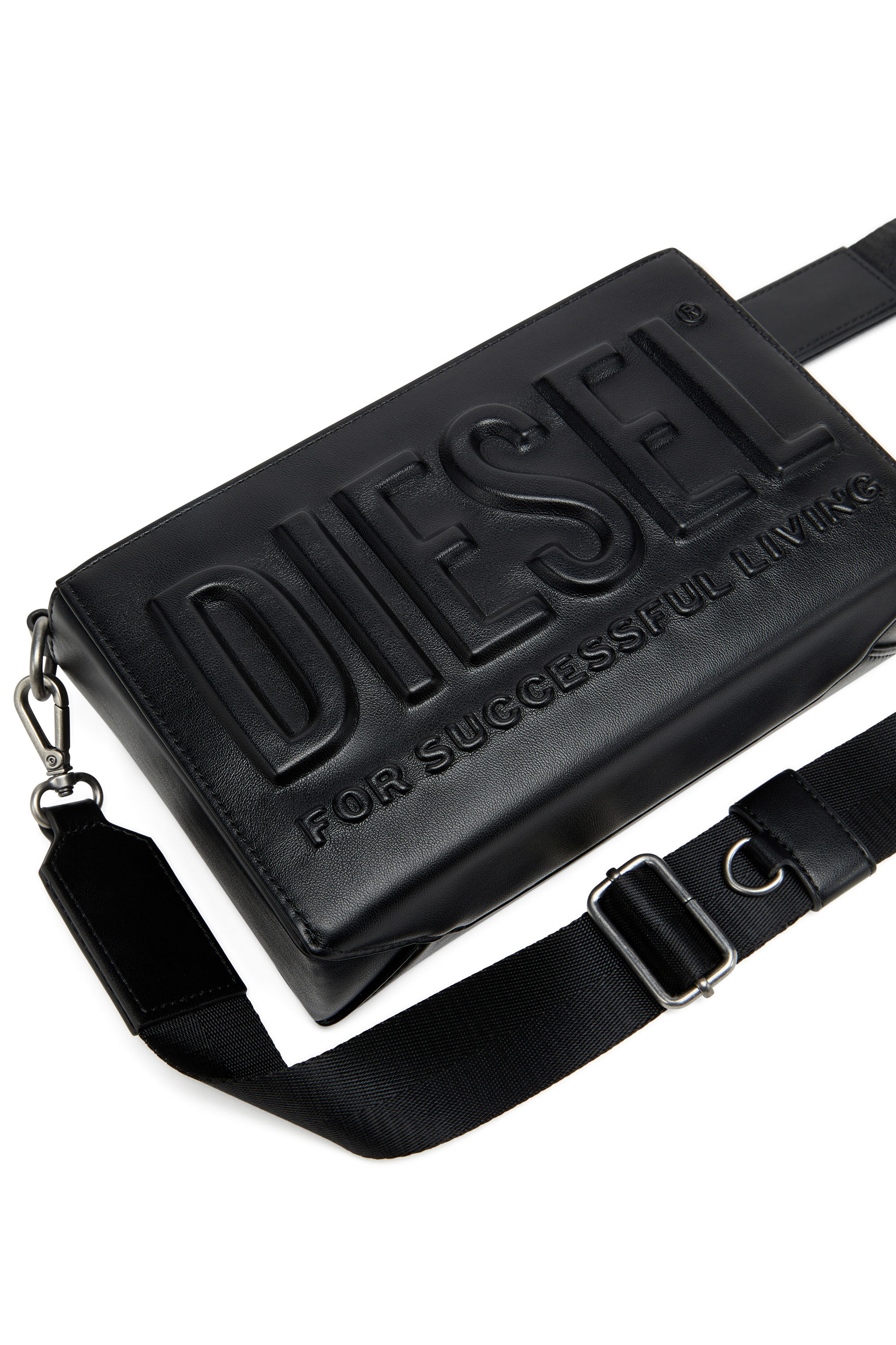 Diesel - DSL 3D CAMERA BAG, Male's Dsl 3D-PU camera bag with embossed logo in Black - 5