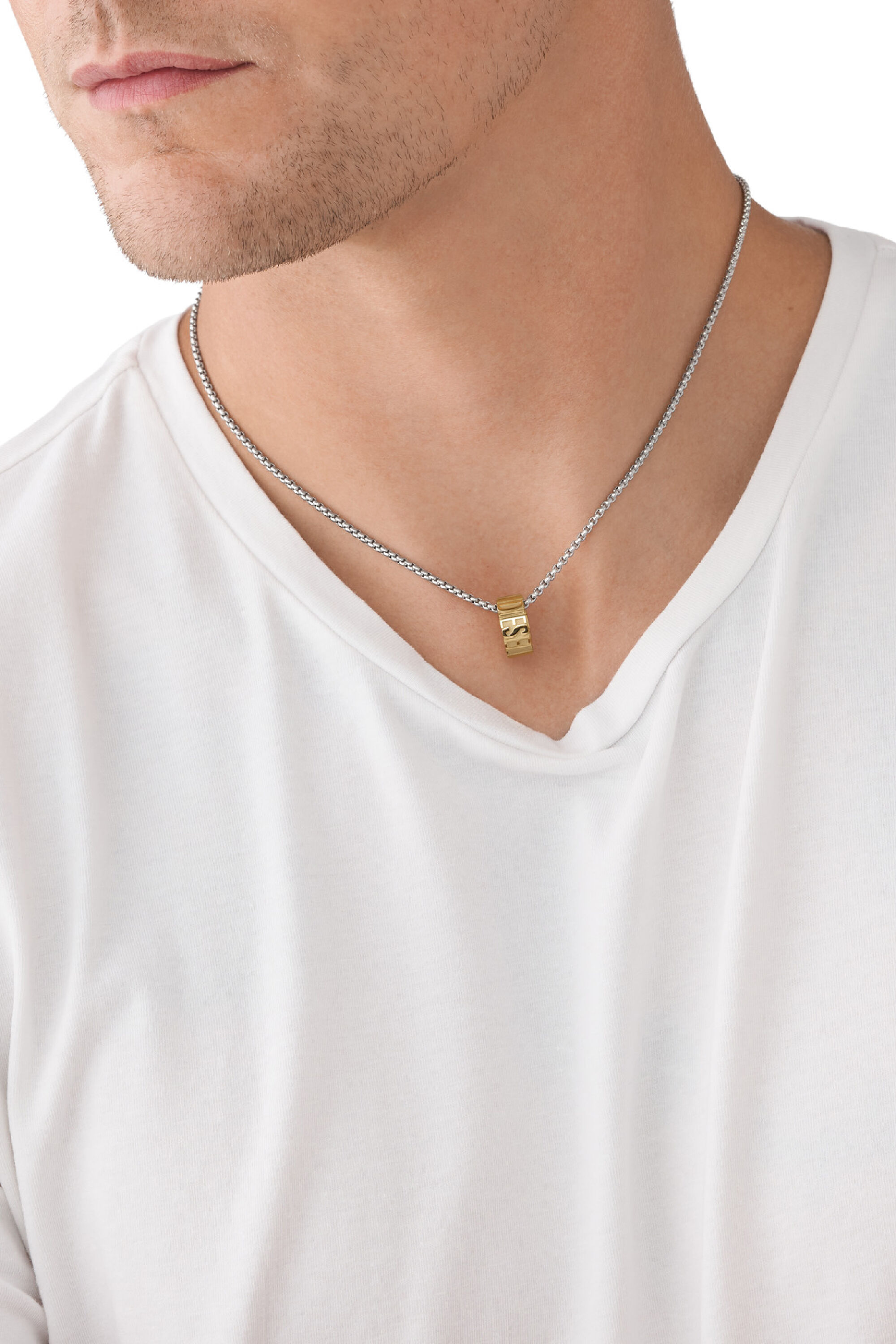 Diesel - DX1397, Male's Two-tone stainless steel chain necklace in Gold - 4