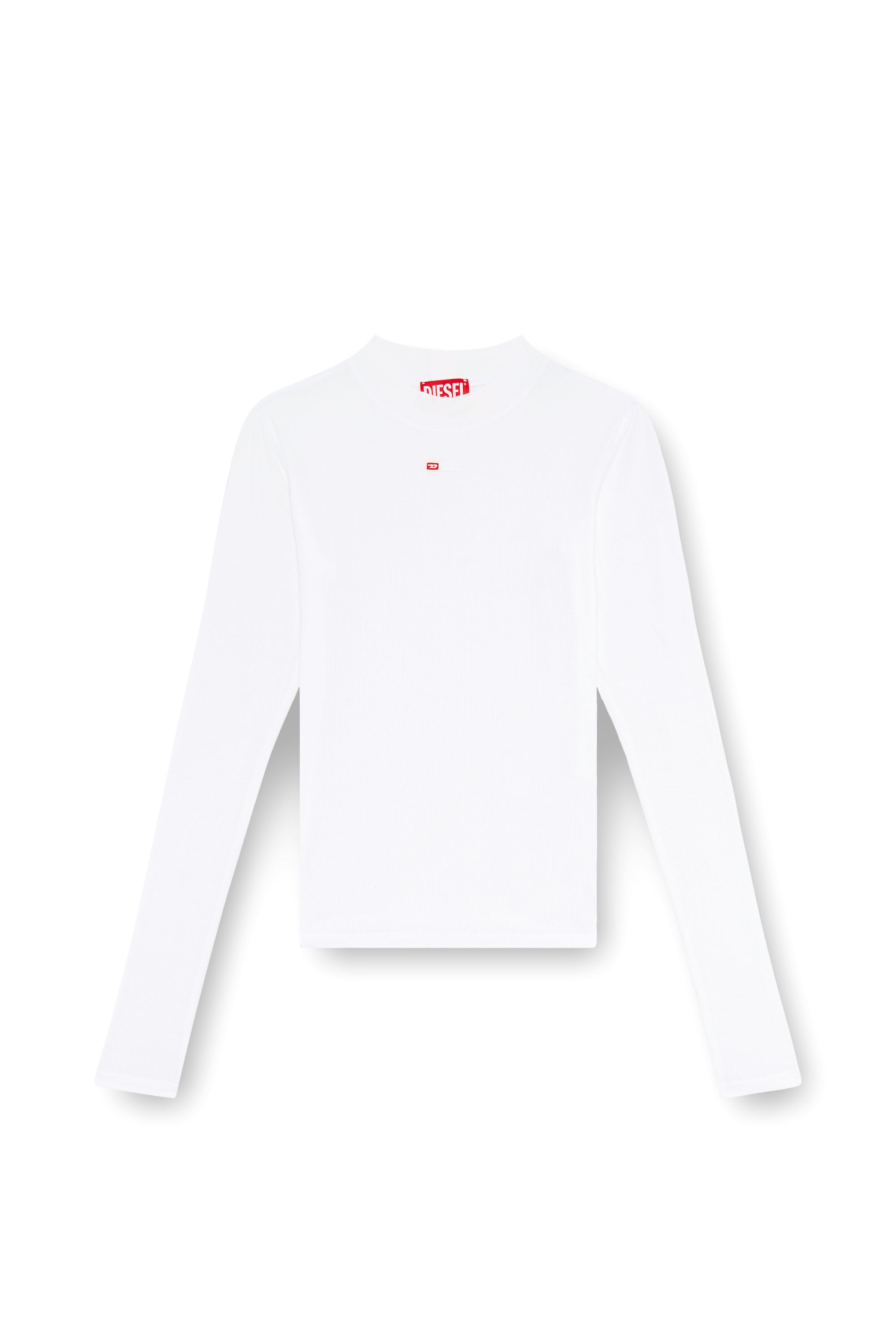 Diesel - T-MOKKY-LS-MICRODIV, Female's Ribbed top with mock neck in White - 2