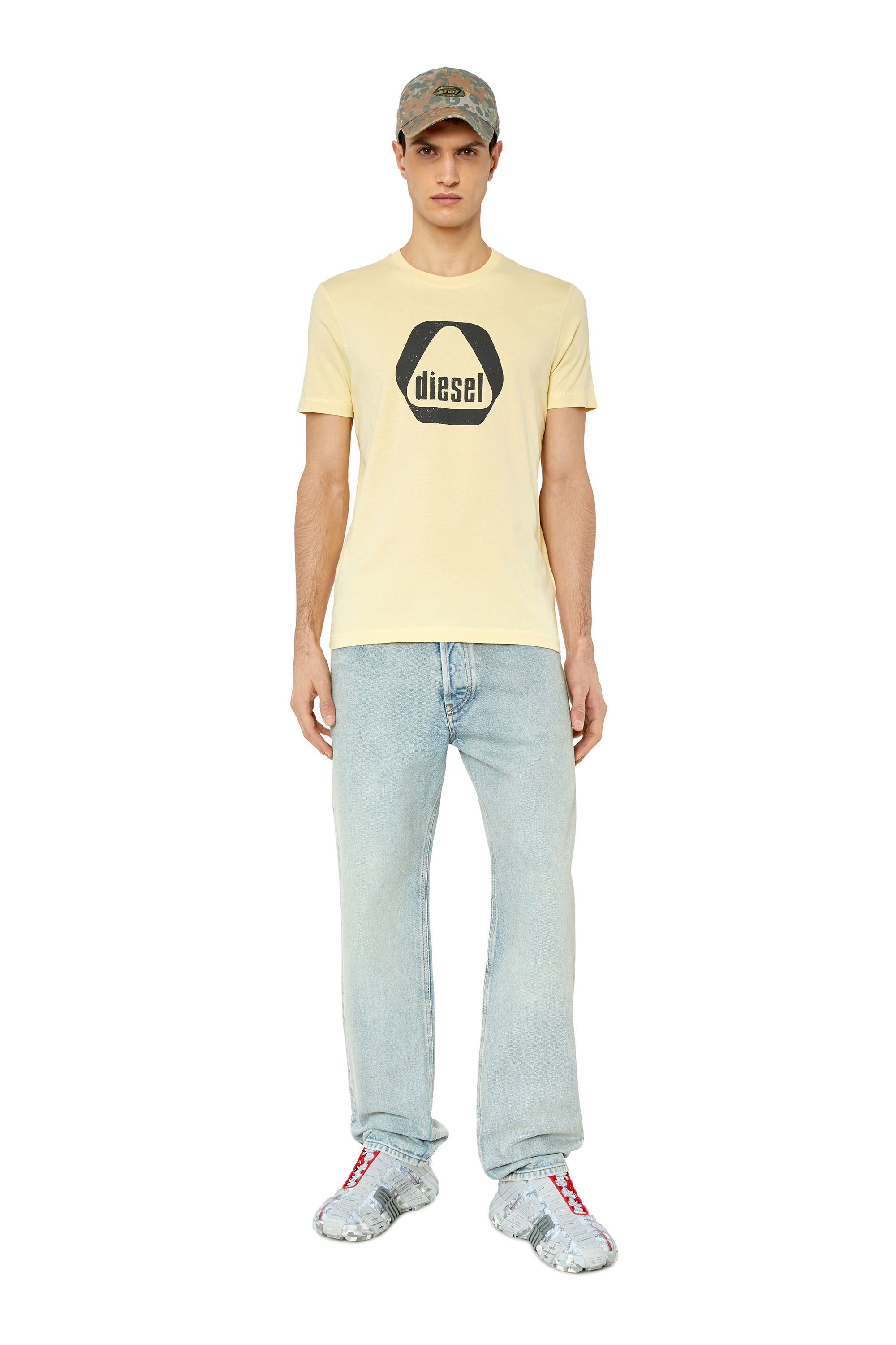 Diesel - T-DIEGOR-G10, Male's T-shirt with utility logo print in Beige - 1